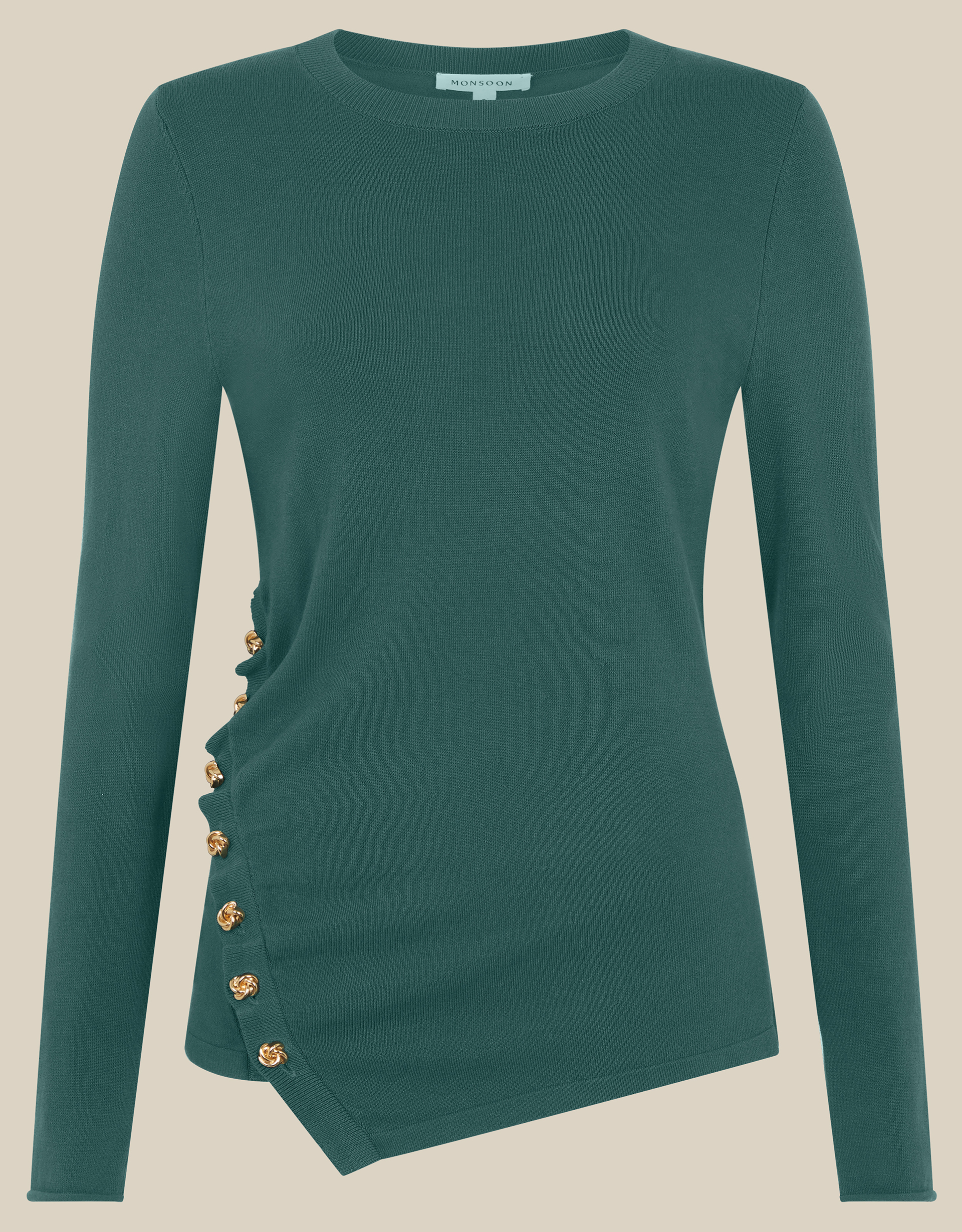 Monsoon Renee Button Ruched Jumper, view 5