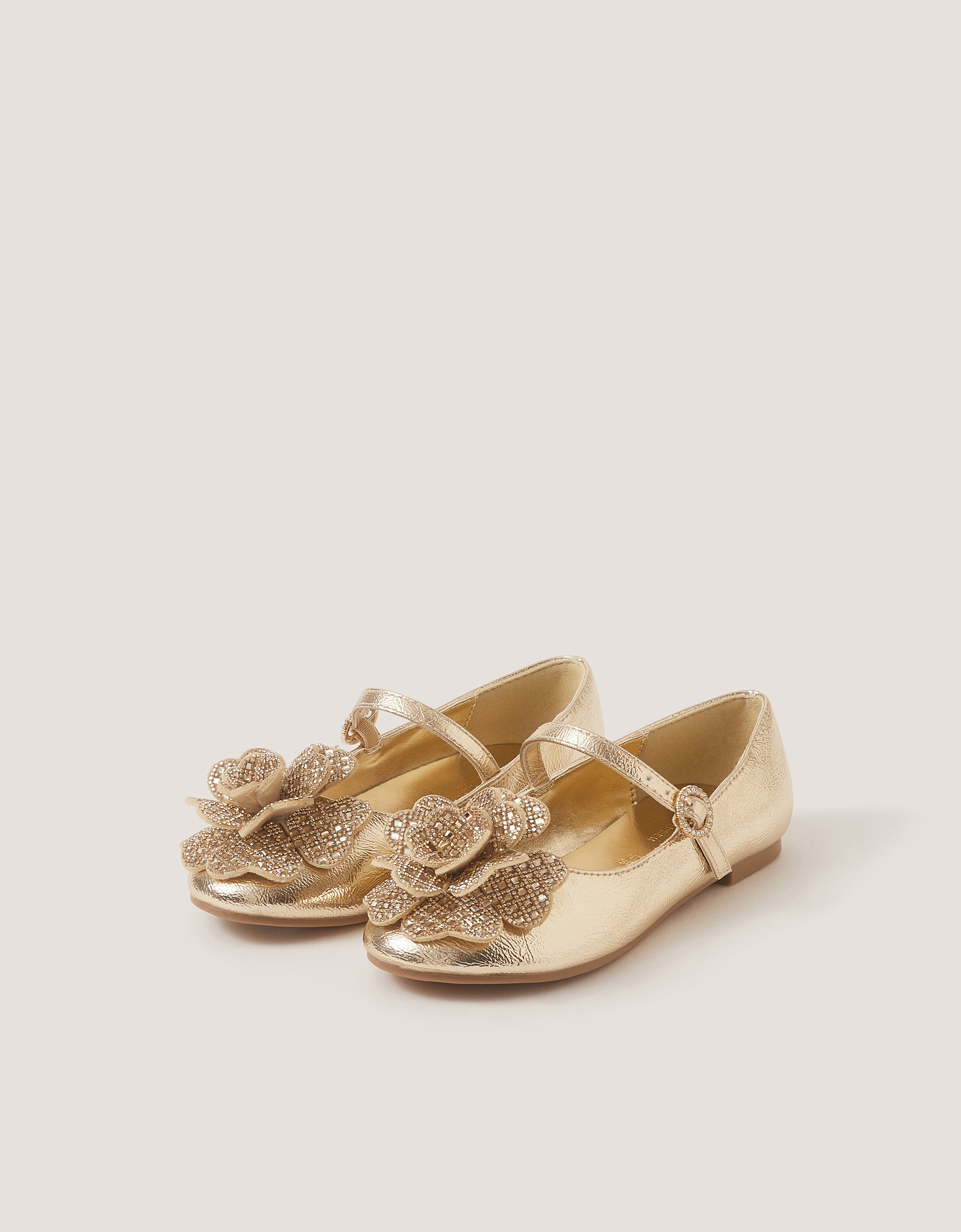 Monsoon Rhinestone Flower Mary Jane Ballet Flats