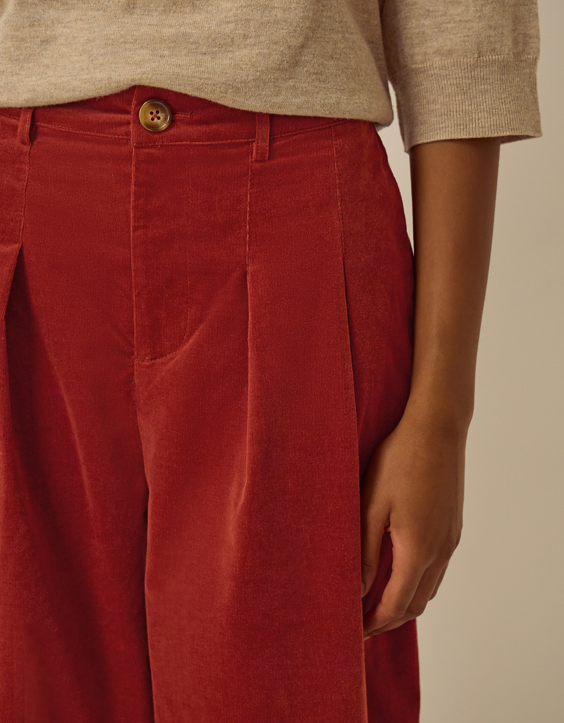 Monsoon Mabel Corduroy Barrel Leg Trousers, view 2