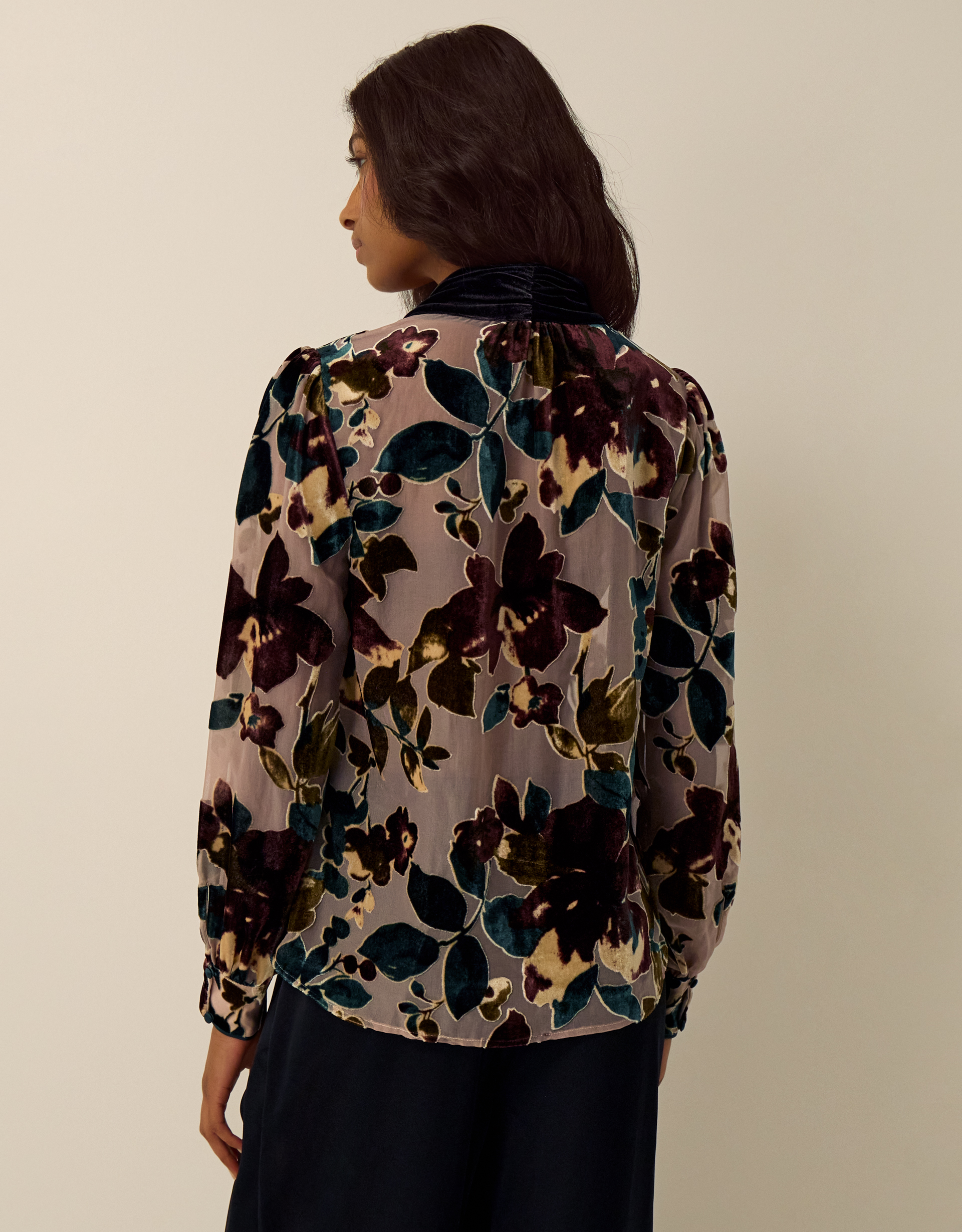 Monsoon Ayla Floral Devoré Blouse Camel, view 3