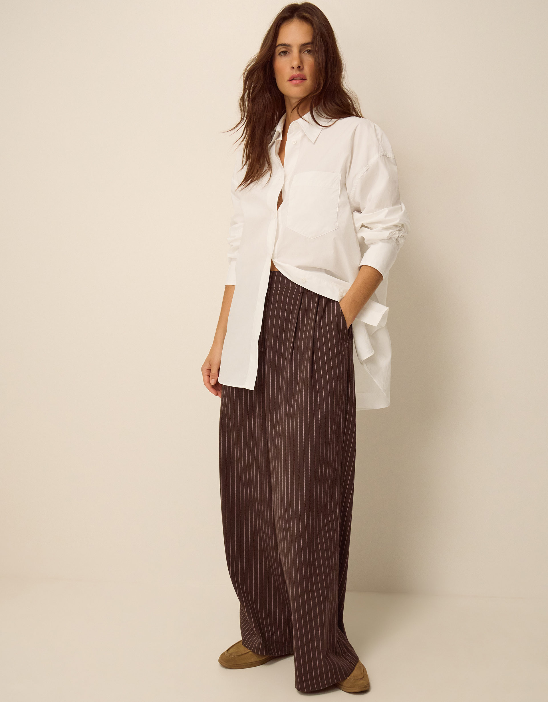 Monsoon Jen Pinstripe Wide Leg Trousers