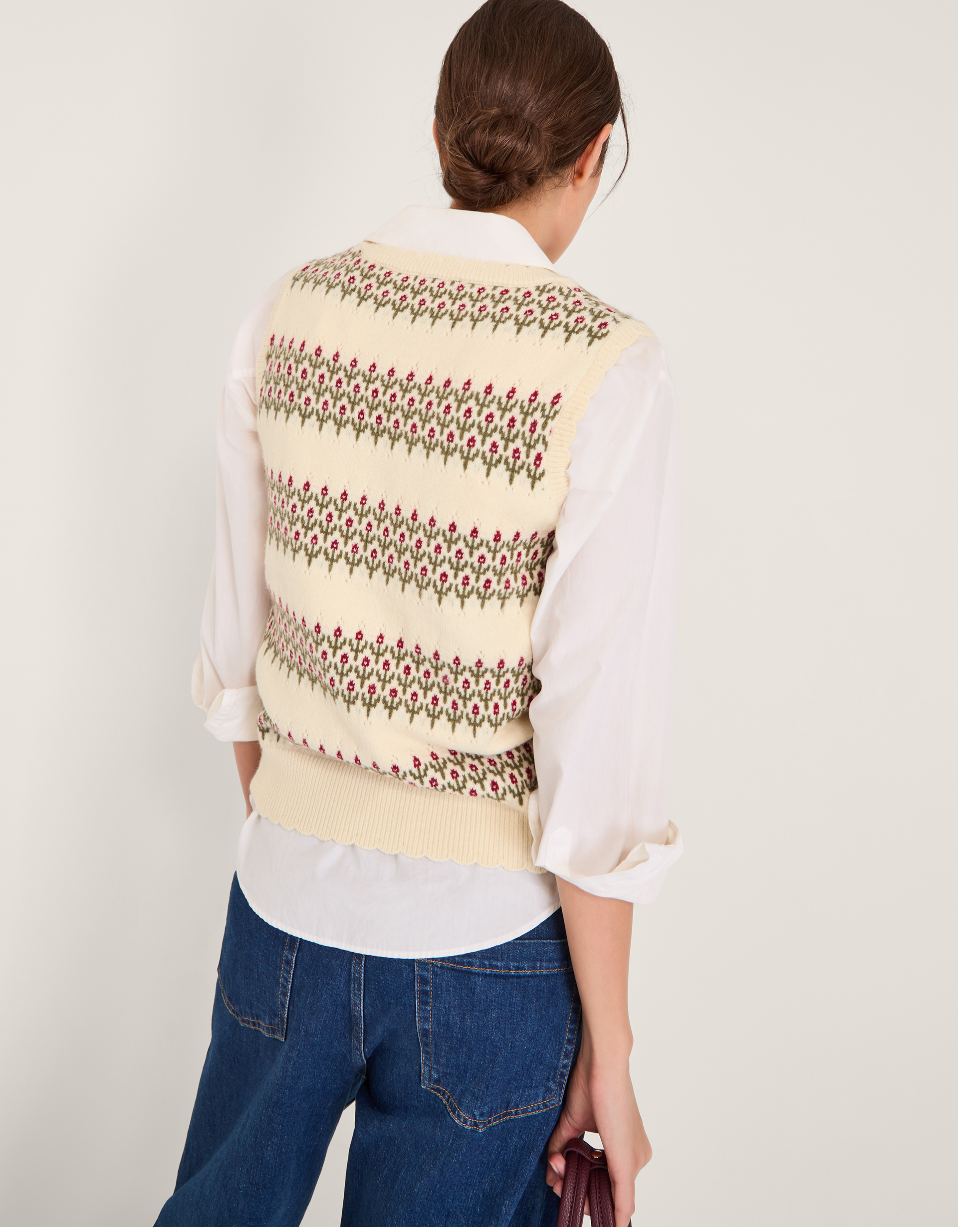 Monsoon Ella Floral Knitted Vest, view 3
