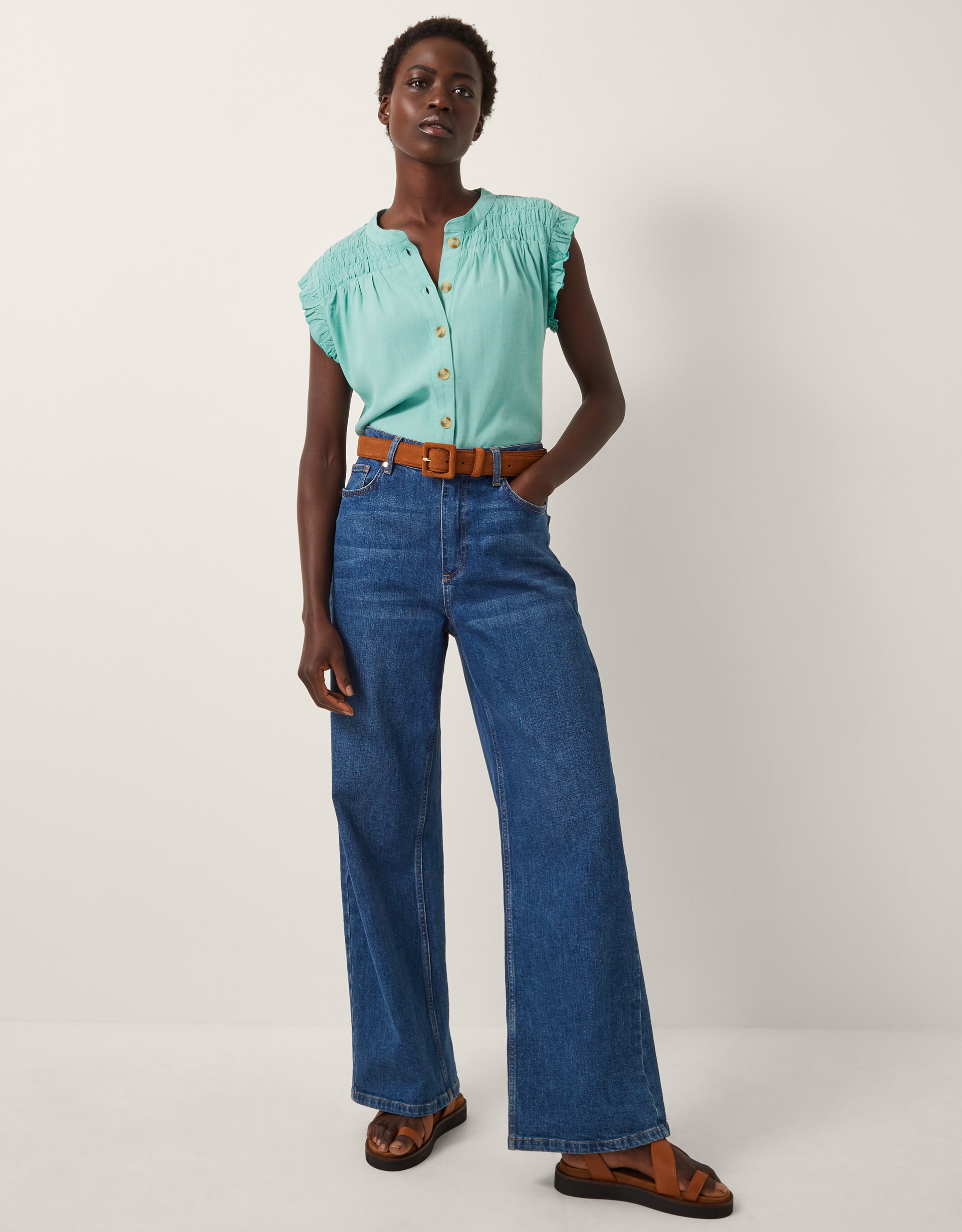 Monsoon Evelyn Sleeveless Smocked Top, view 4