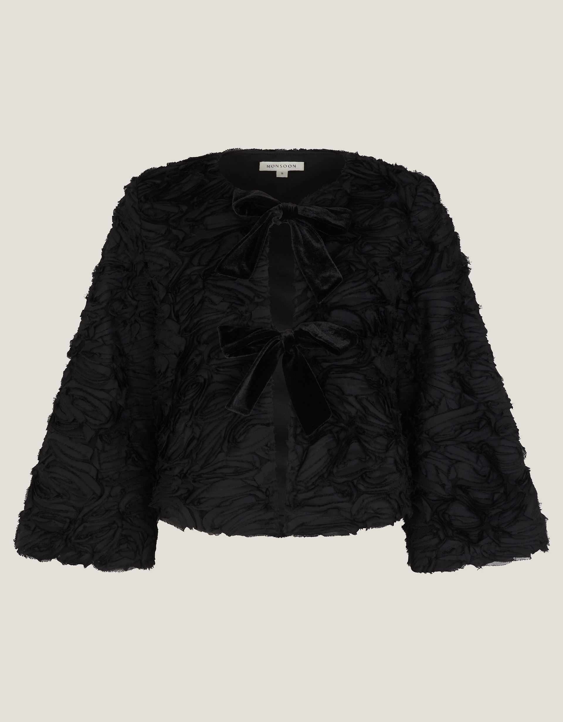 Monsoon Tia Tie-Front Textured Jersey Jacket, view 5