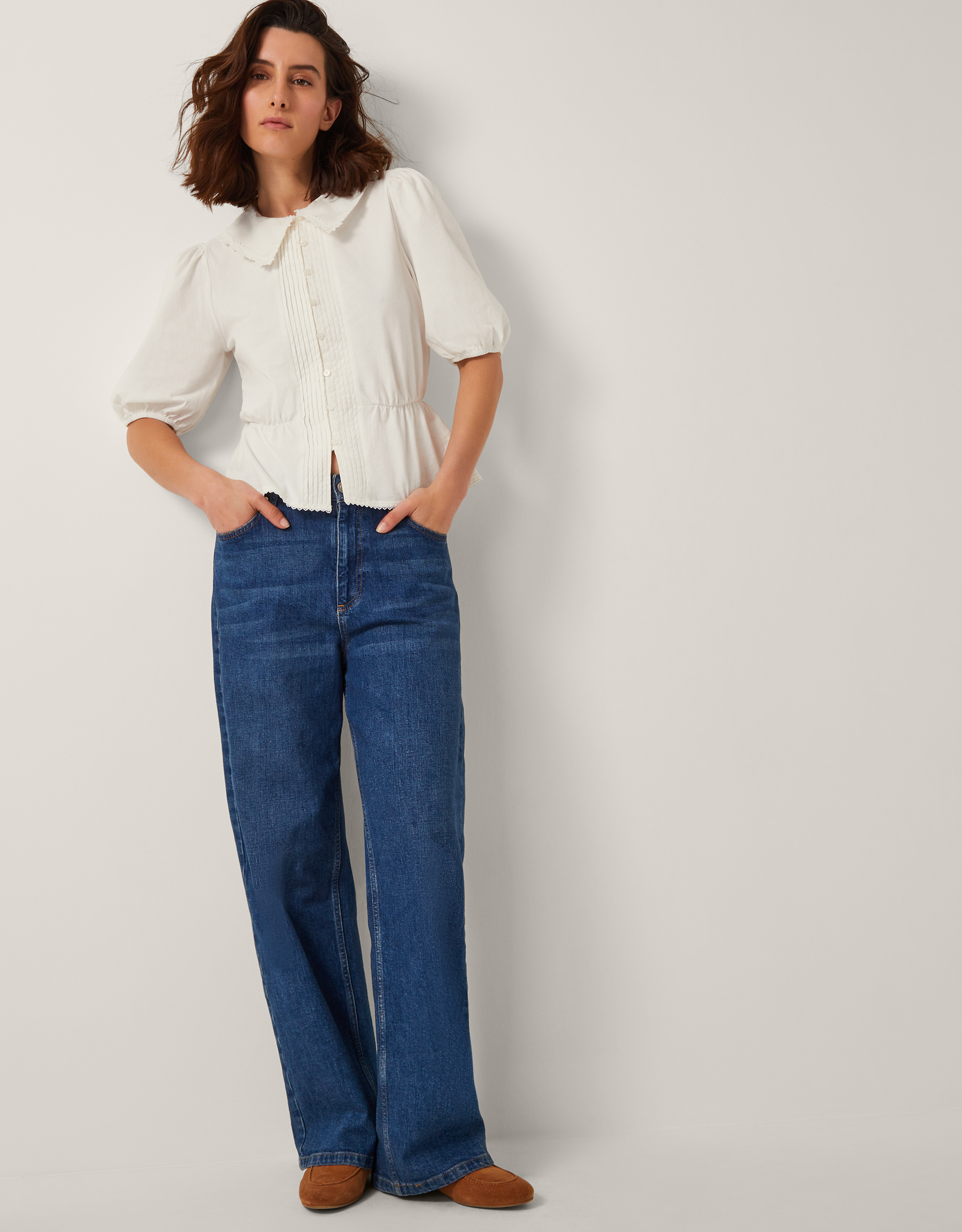 Monsoon Celia Puff Sleeve Collar Jersey Blouse, view 4