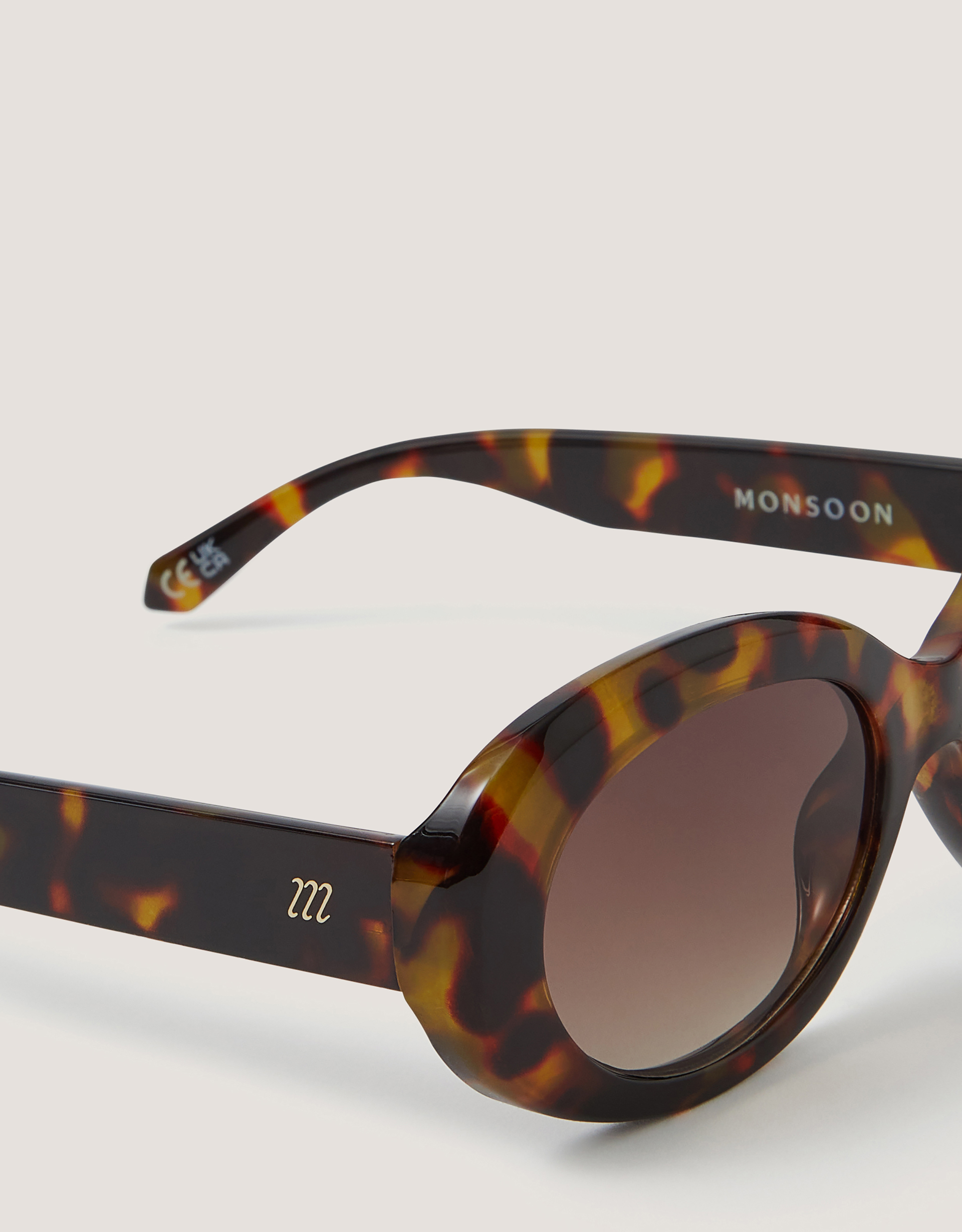 Monsoon Tort Oval Sunglasses, view 2