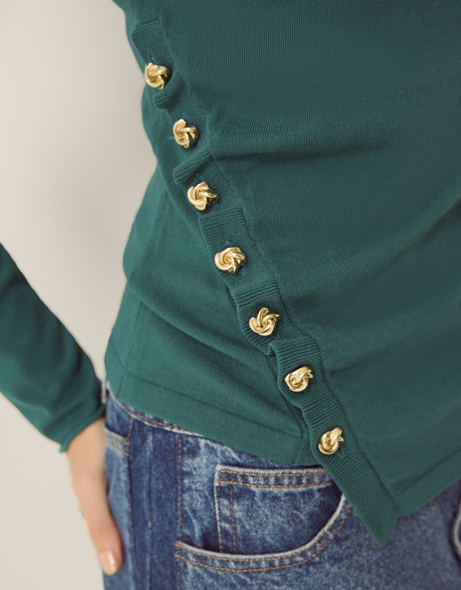 Monsoon Renee Button Ruched Jumper, view 3