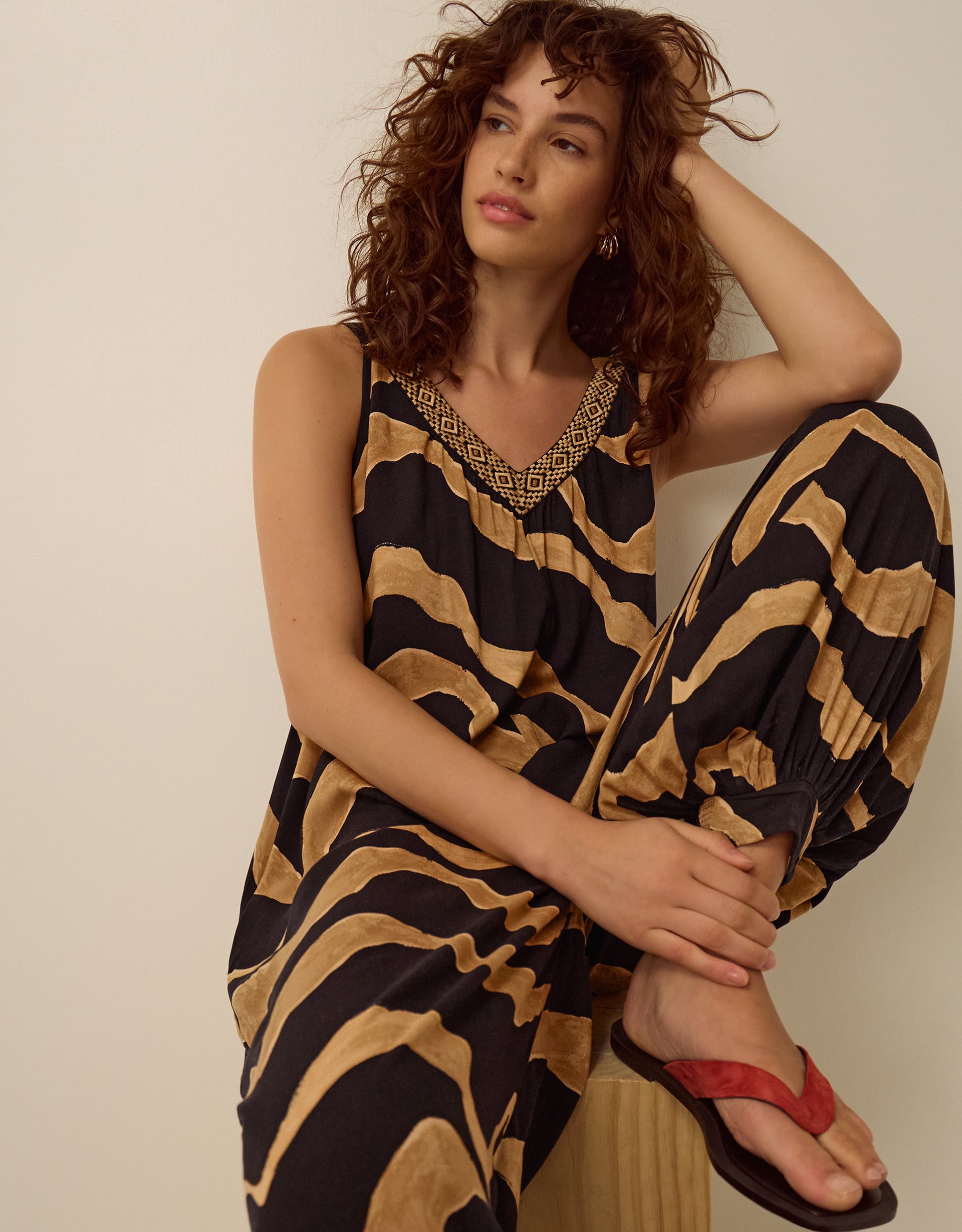 Monsoon Zahara Sleeveless Print Jumpsuit