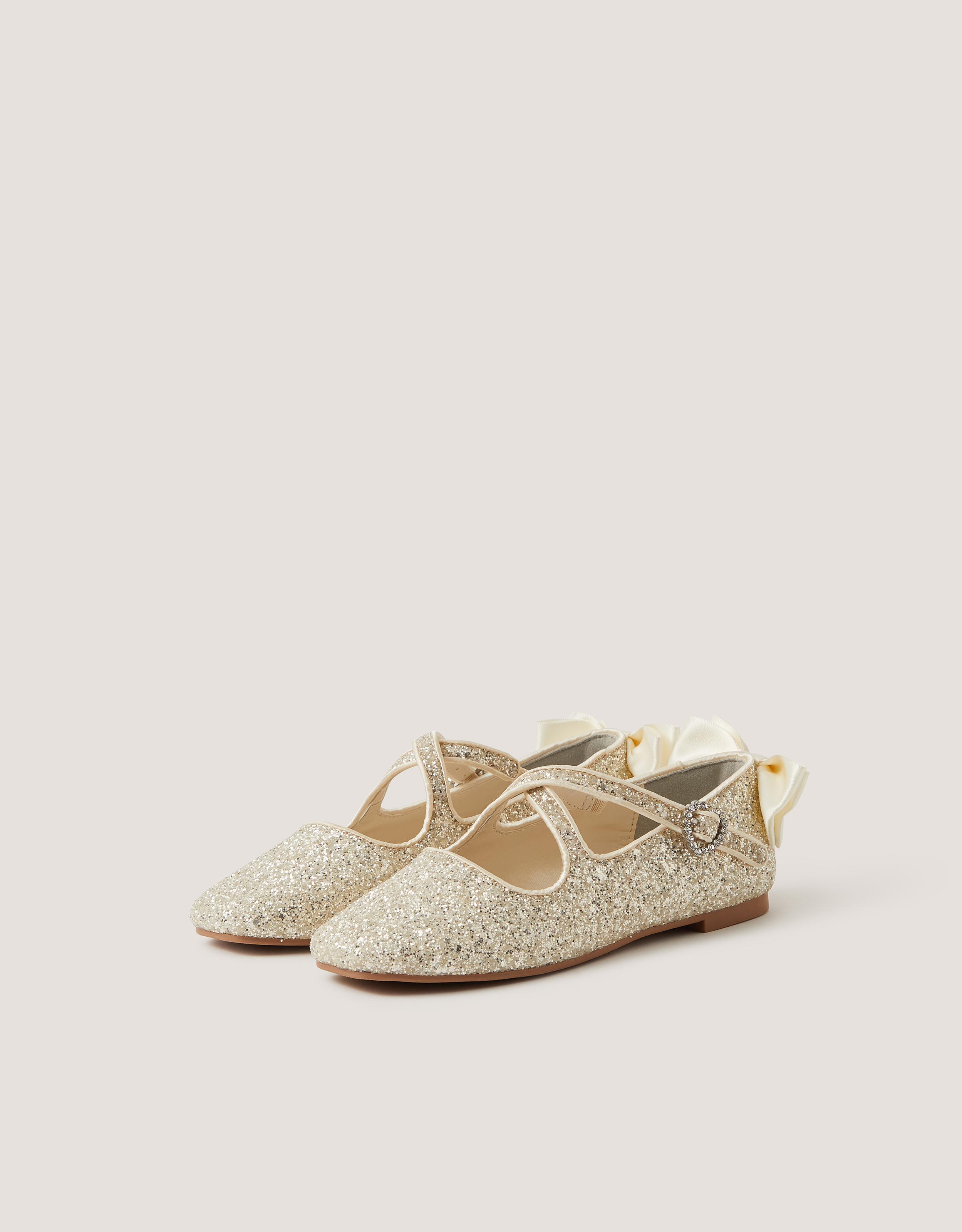 Monsoon Glitter Mary Jane Ballet Flats in Ivory