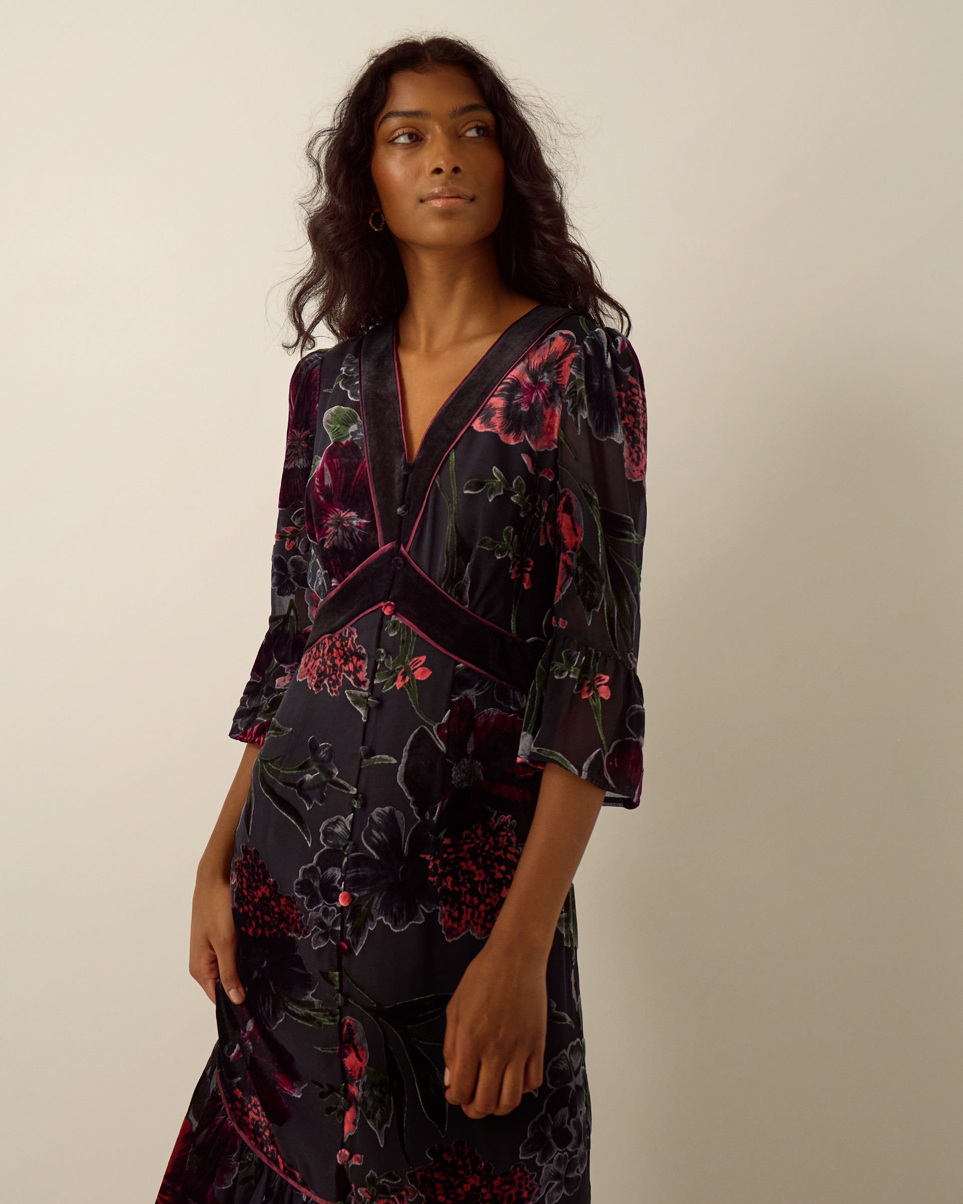Monsoon Anya Floral Devoré Maxi Dress, view 4