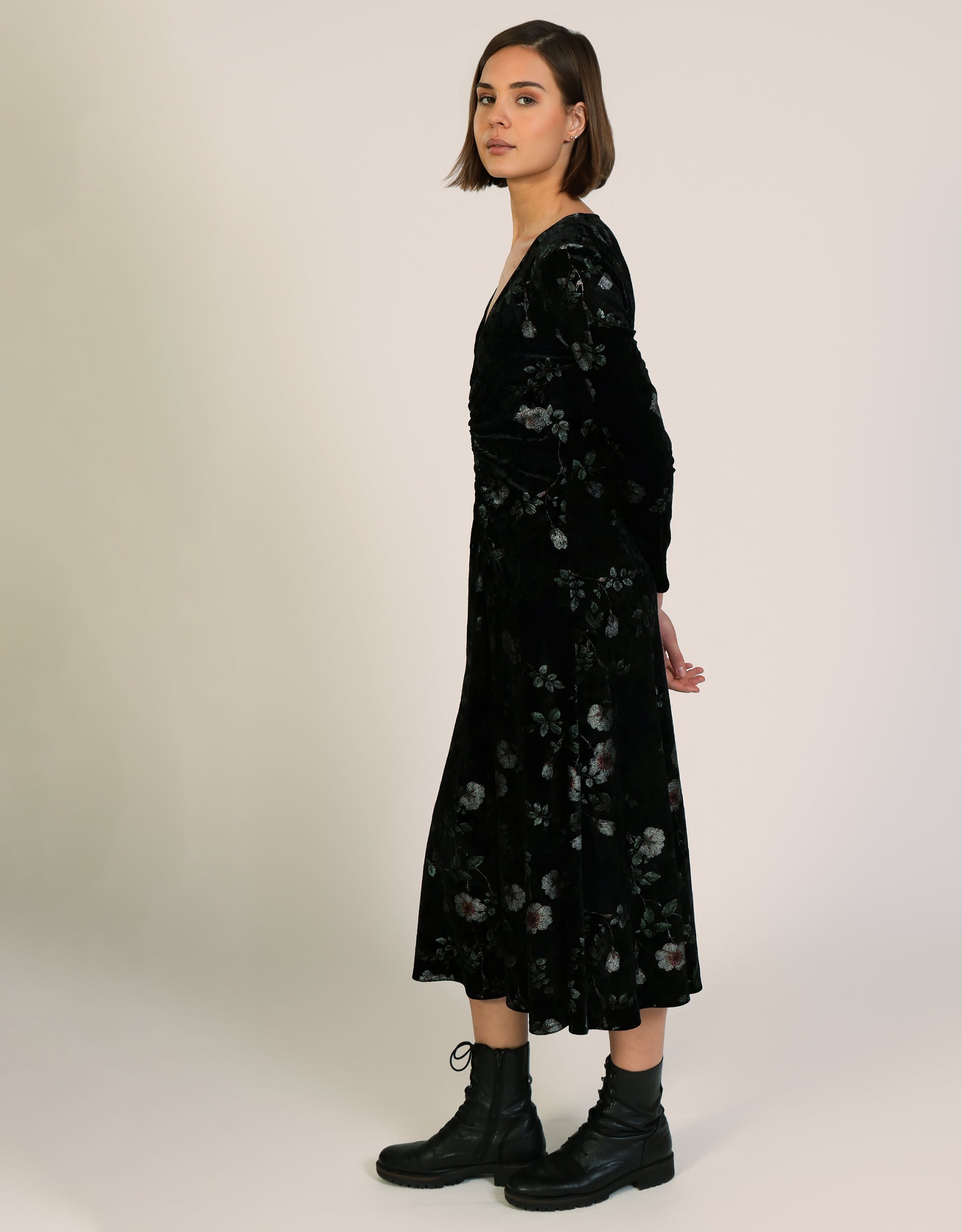 Monsoon Traffic People Blain Floral Velvet Midi Dress, view 2