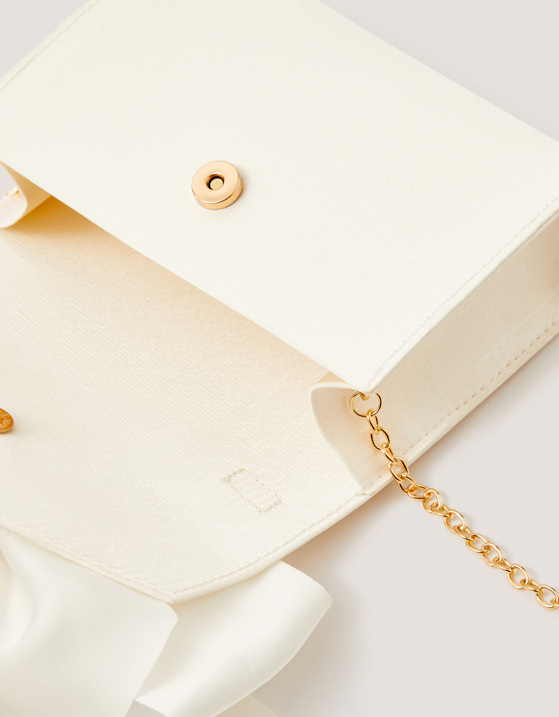Monsoon Satin Bow Bag in Ivory, view 4