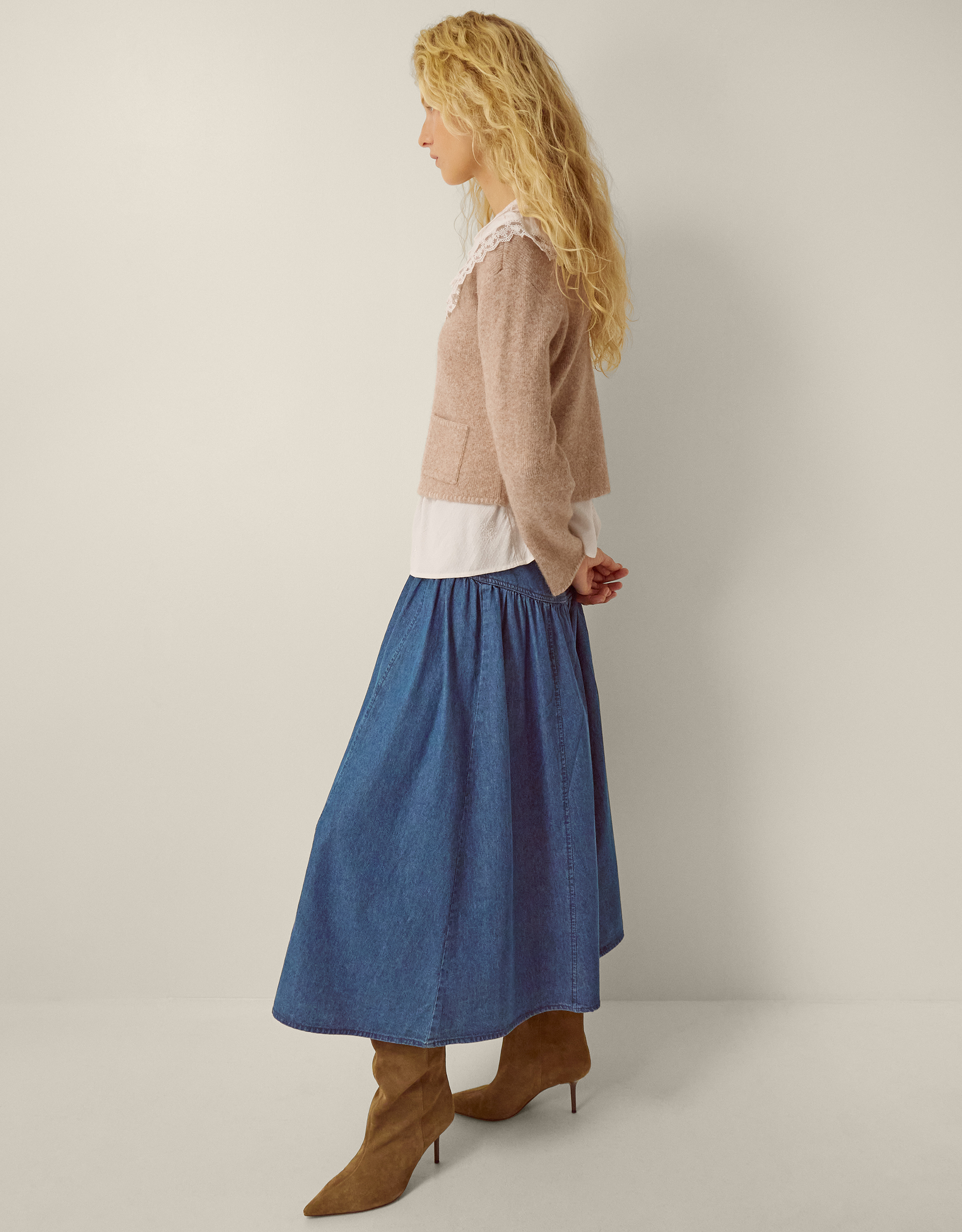 Monsoon Neve Knot Button Cardigan, view 4
