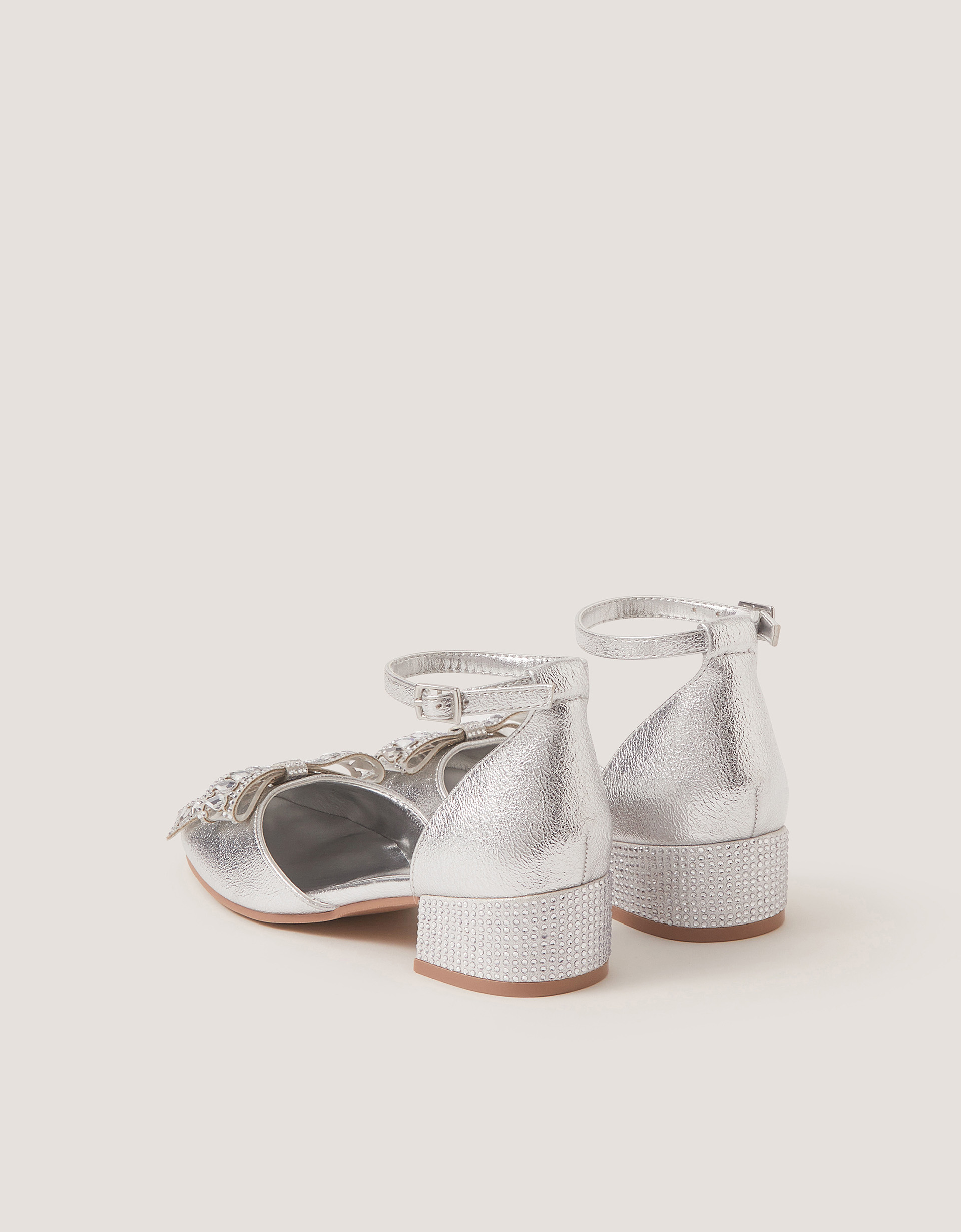 Monsoon Closed-Toe Bow Metallic Heels, view 3