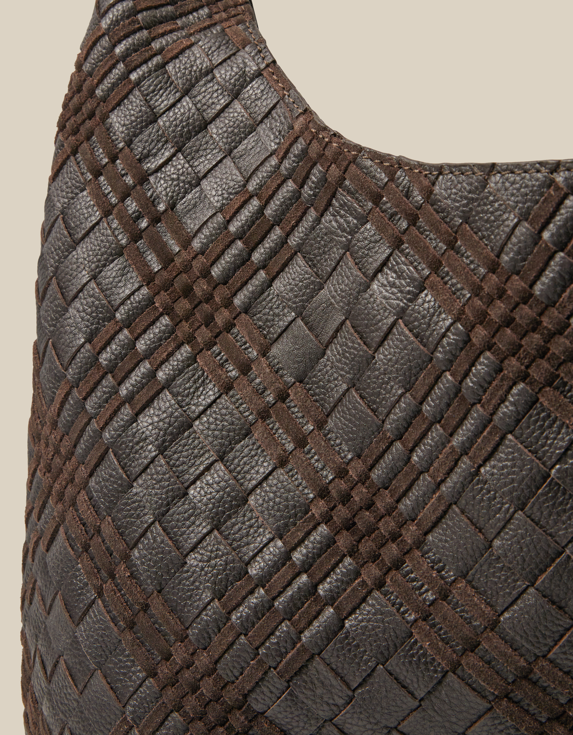Monsoon Adele Woven Leather Shoulder Bag, view 4