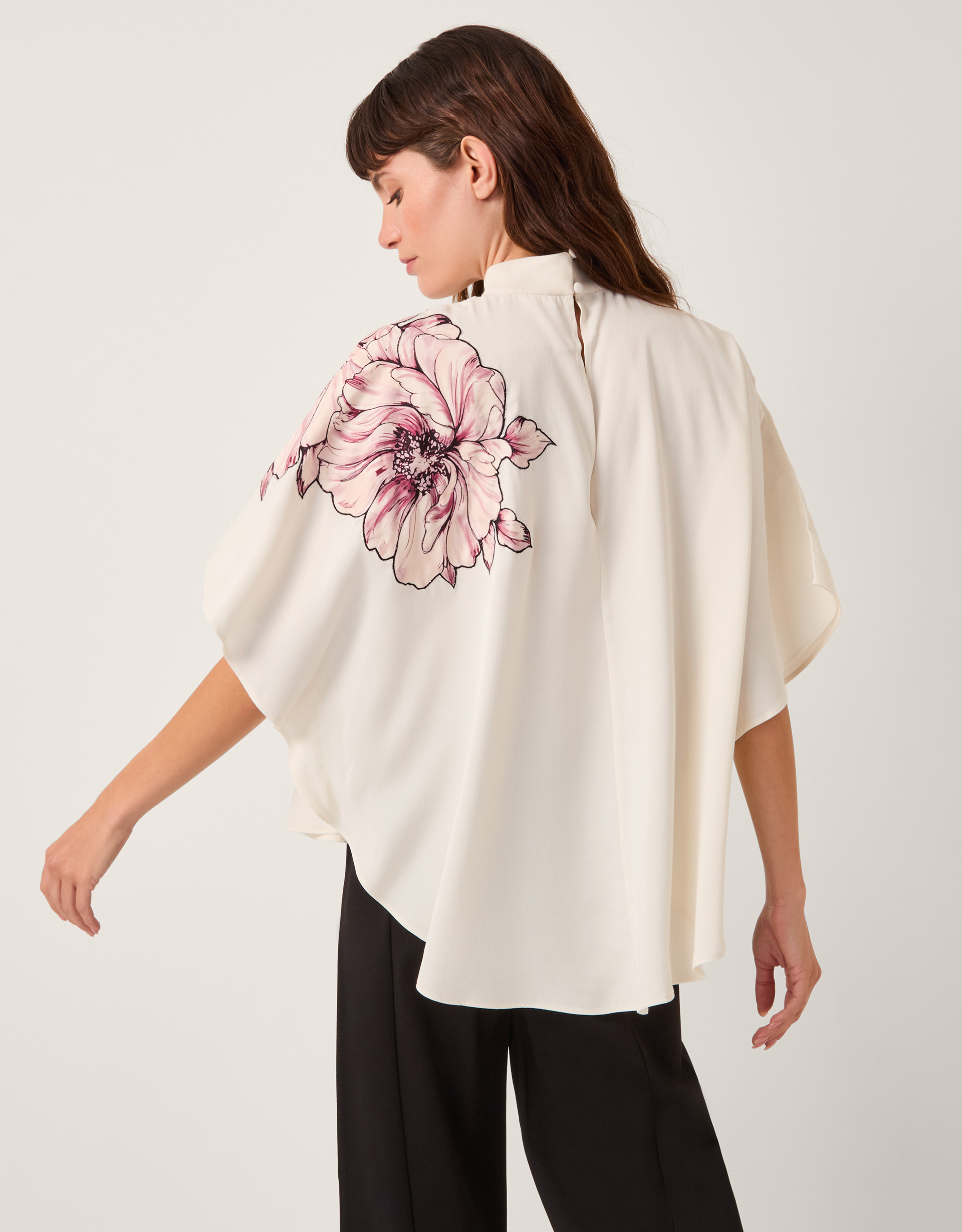 Monsoon Emilia Flower Cape Sleeve Top, view 3