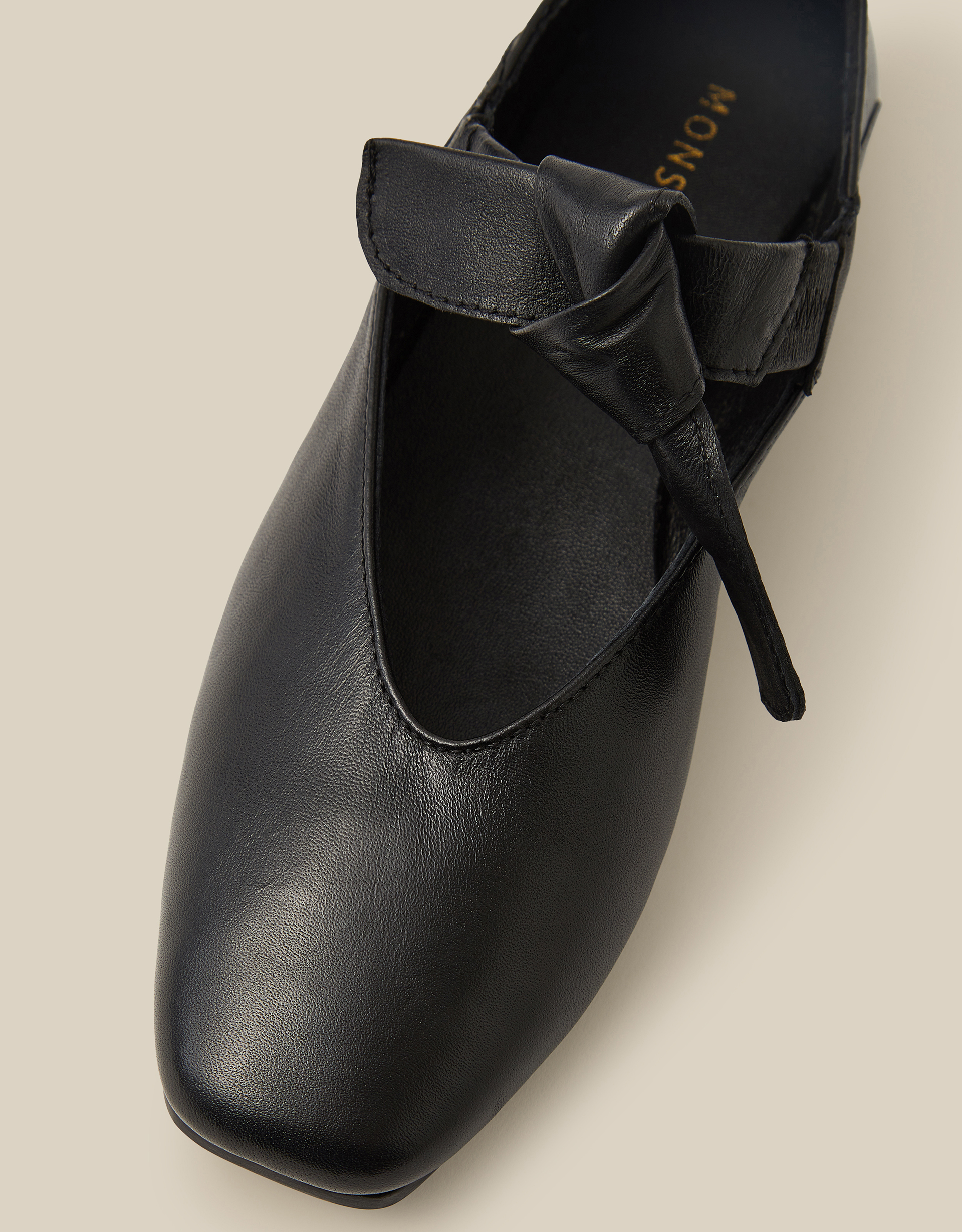 Monsoon Rena Bow Strap Leather Ballet Flats, view 3