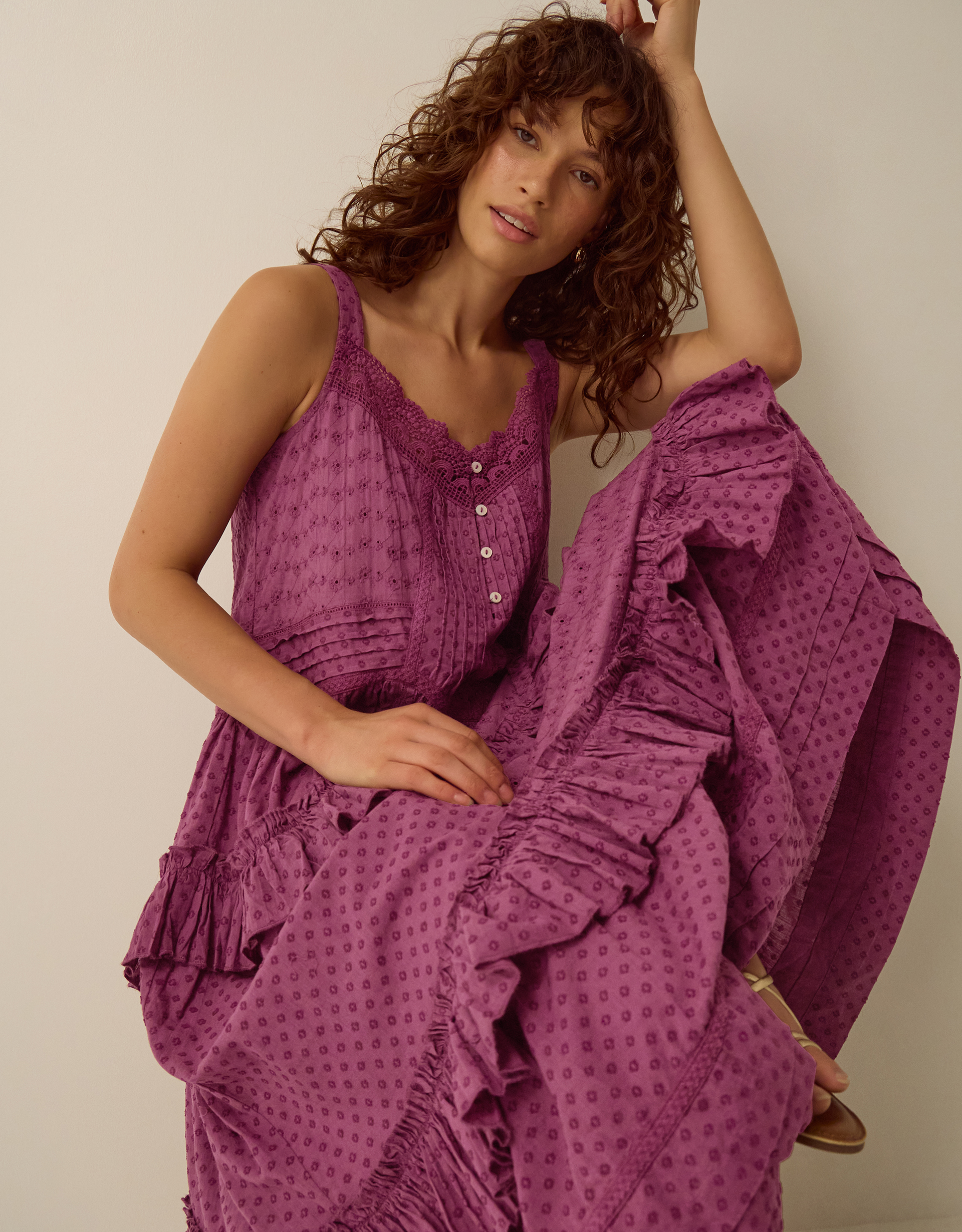 Monsoon Nixie Broderie Frill Maxi Dress