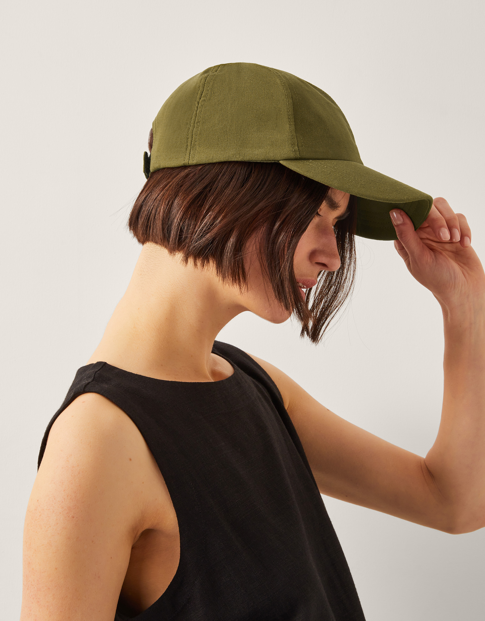 Monsoon Isha Linen Baseball Cap in Green