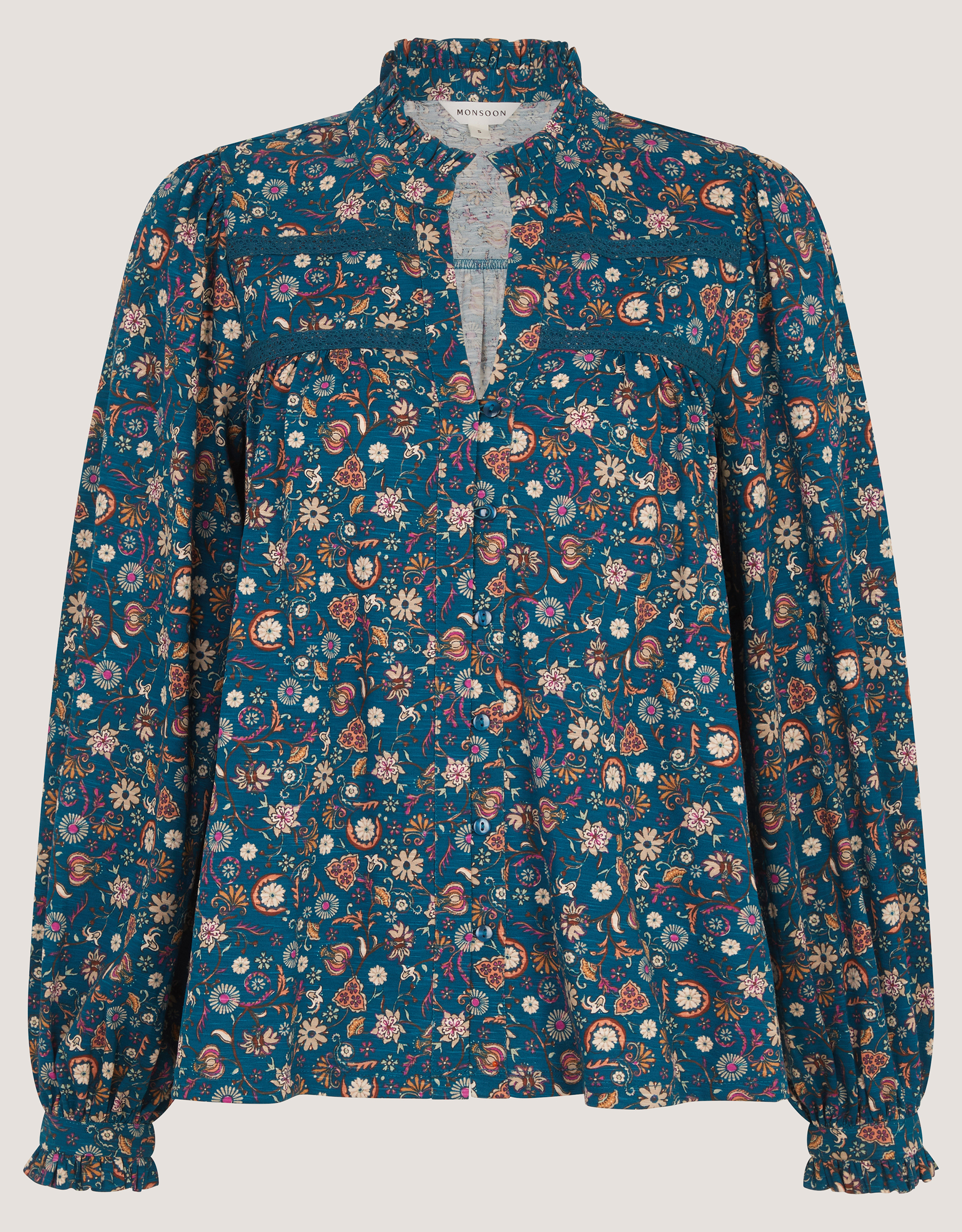 Monsoon Francine Floral Jersey Blouse, view 5