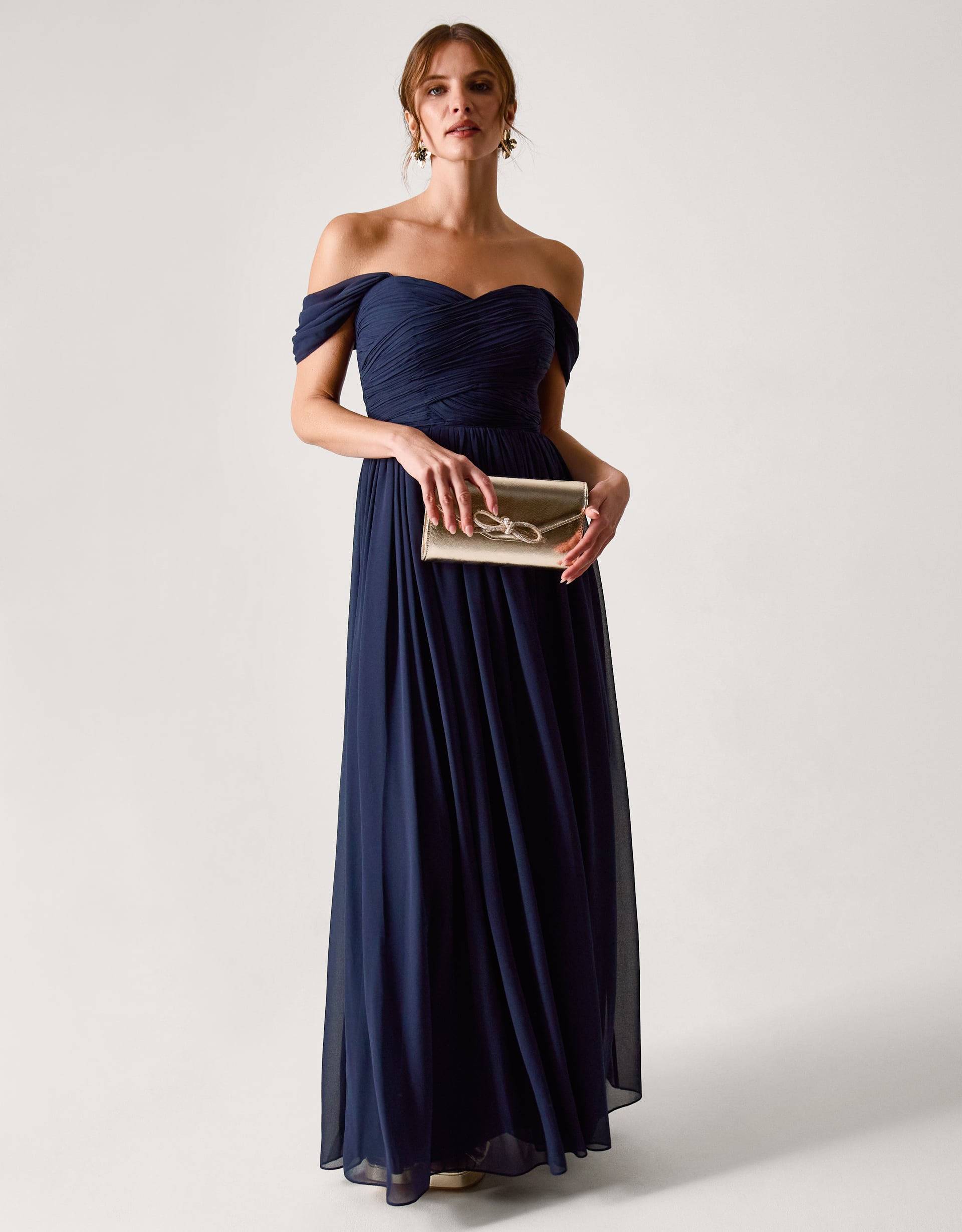 Monsoon Evelyn Bardot Bridesmaid Dress in Blue