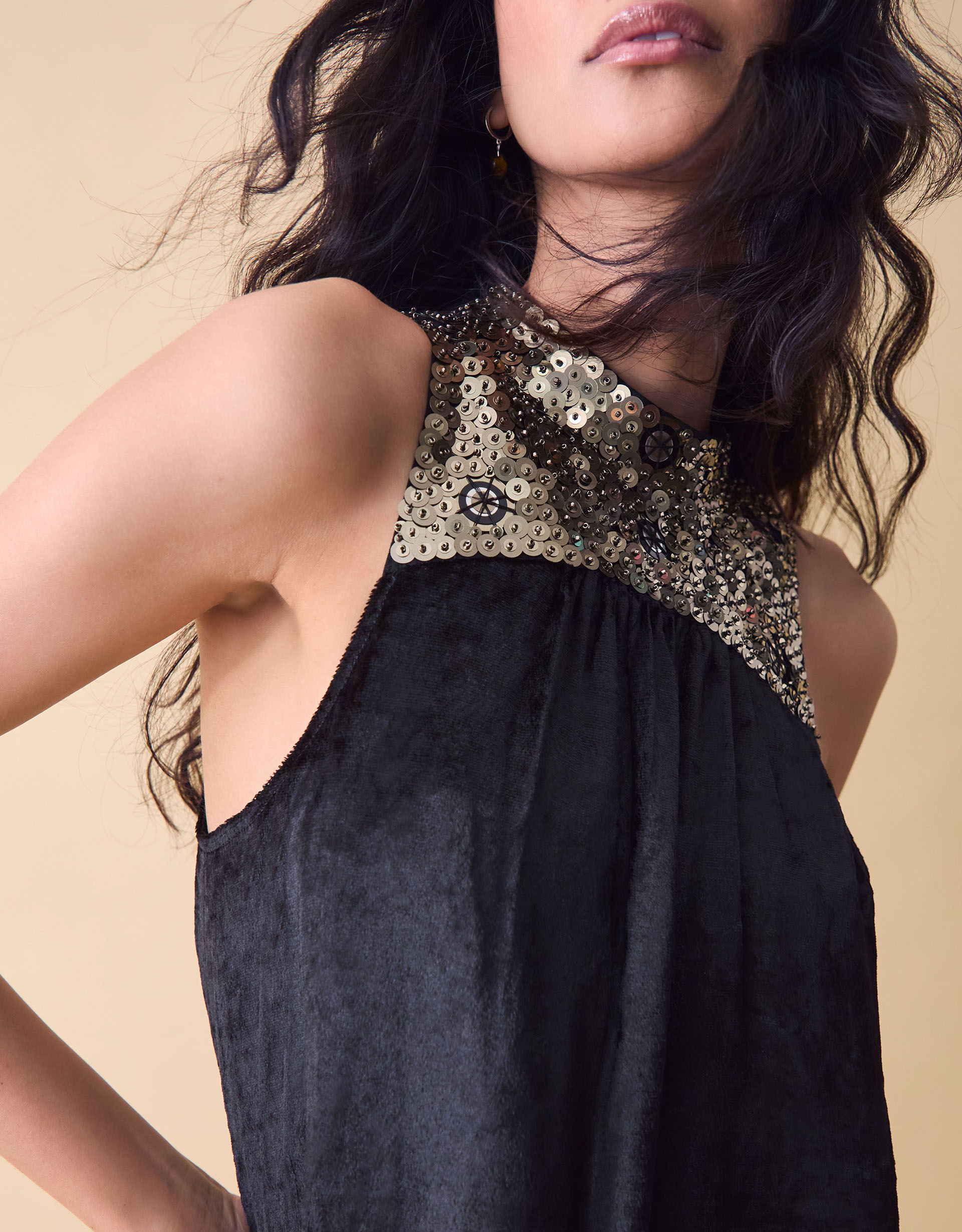 Monsoon Clemence Margot Embellished Velvet Mini Shift Dress, view 2