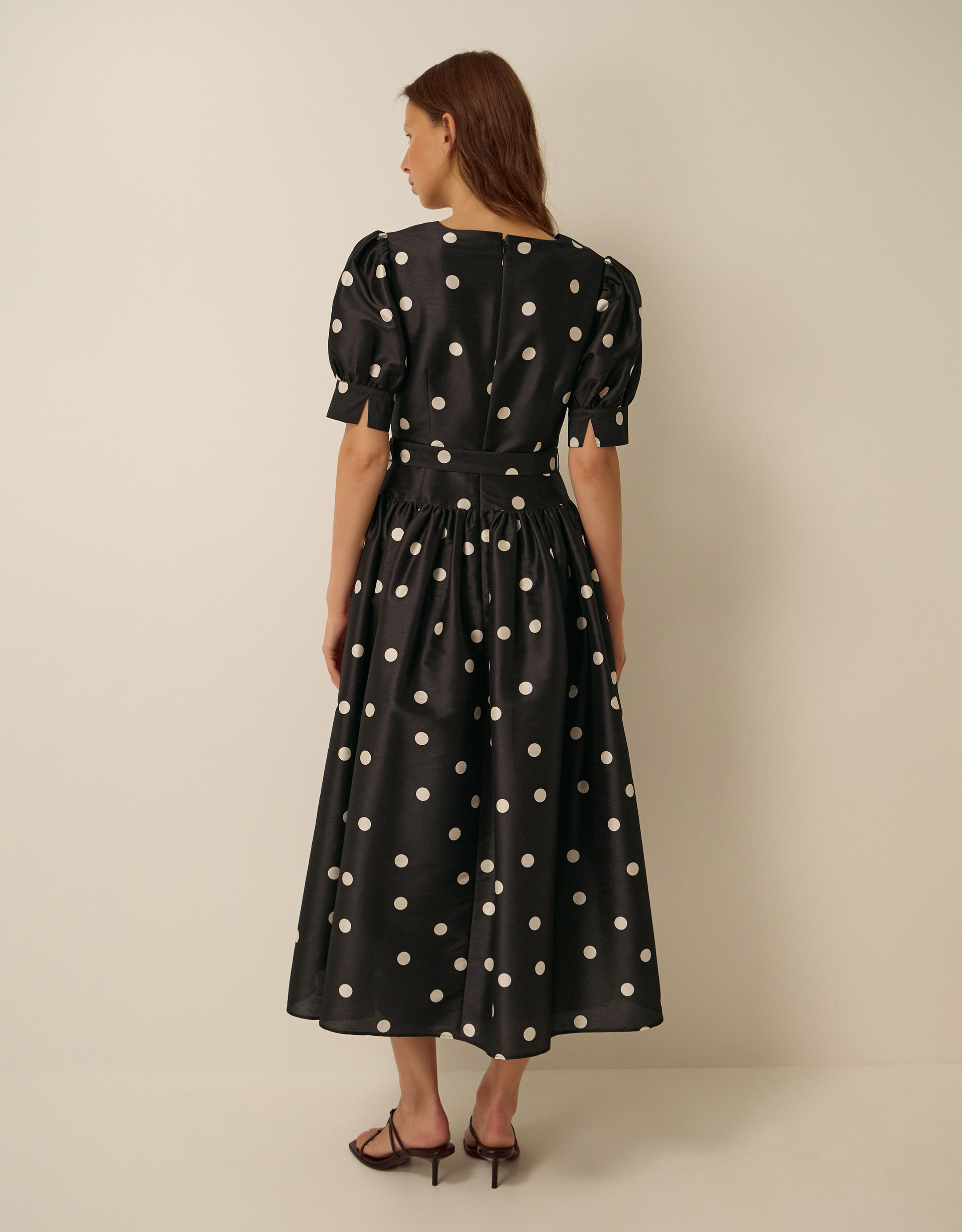 Monsoon Amara Polka Dot Belted Midi Dress, view 3
