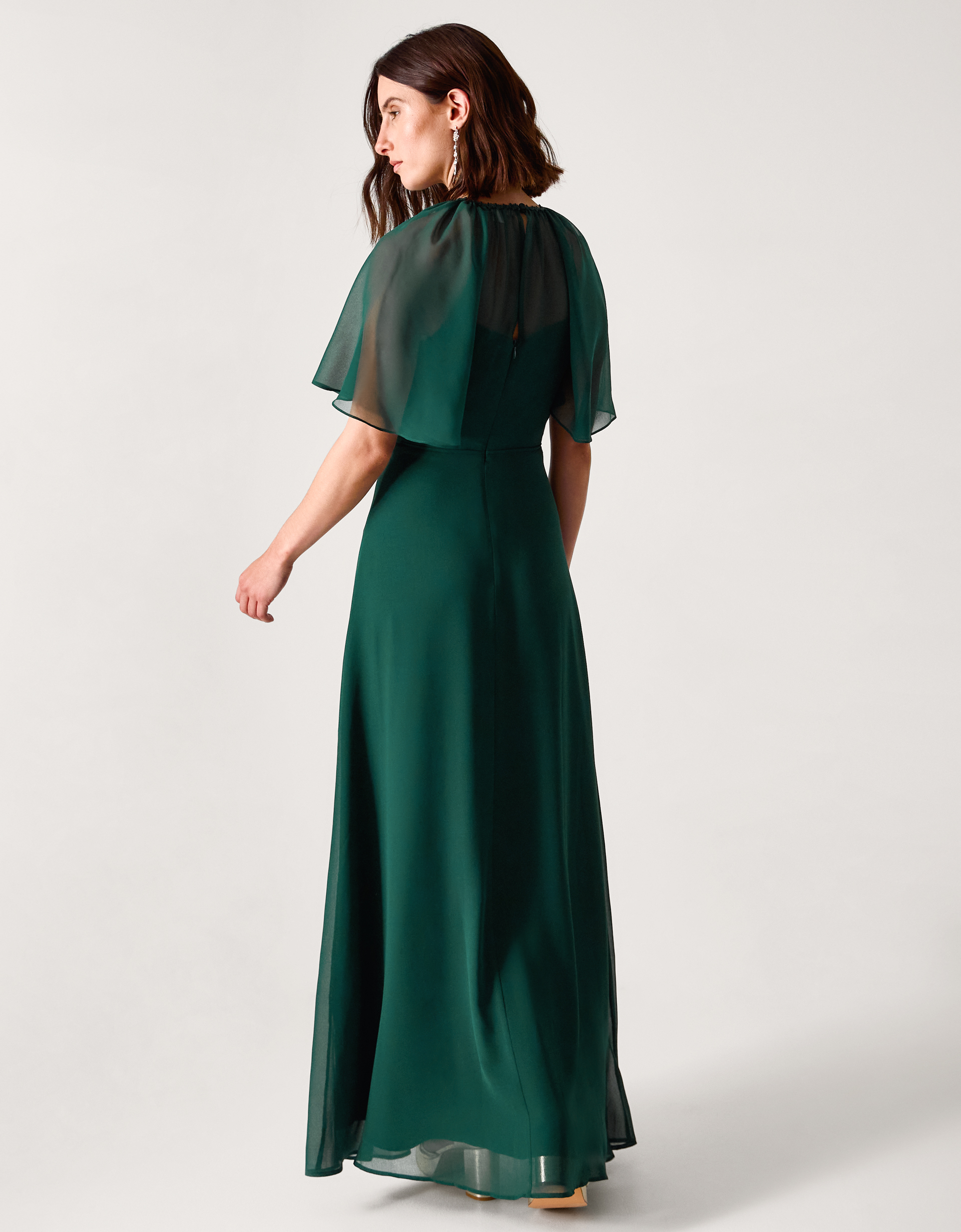 Monsoon Dark Green Mona Angel Sleeve Maxi Dress, view 3