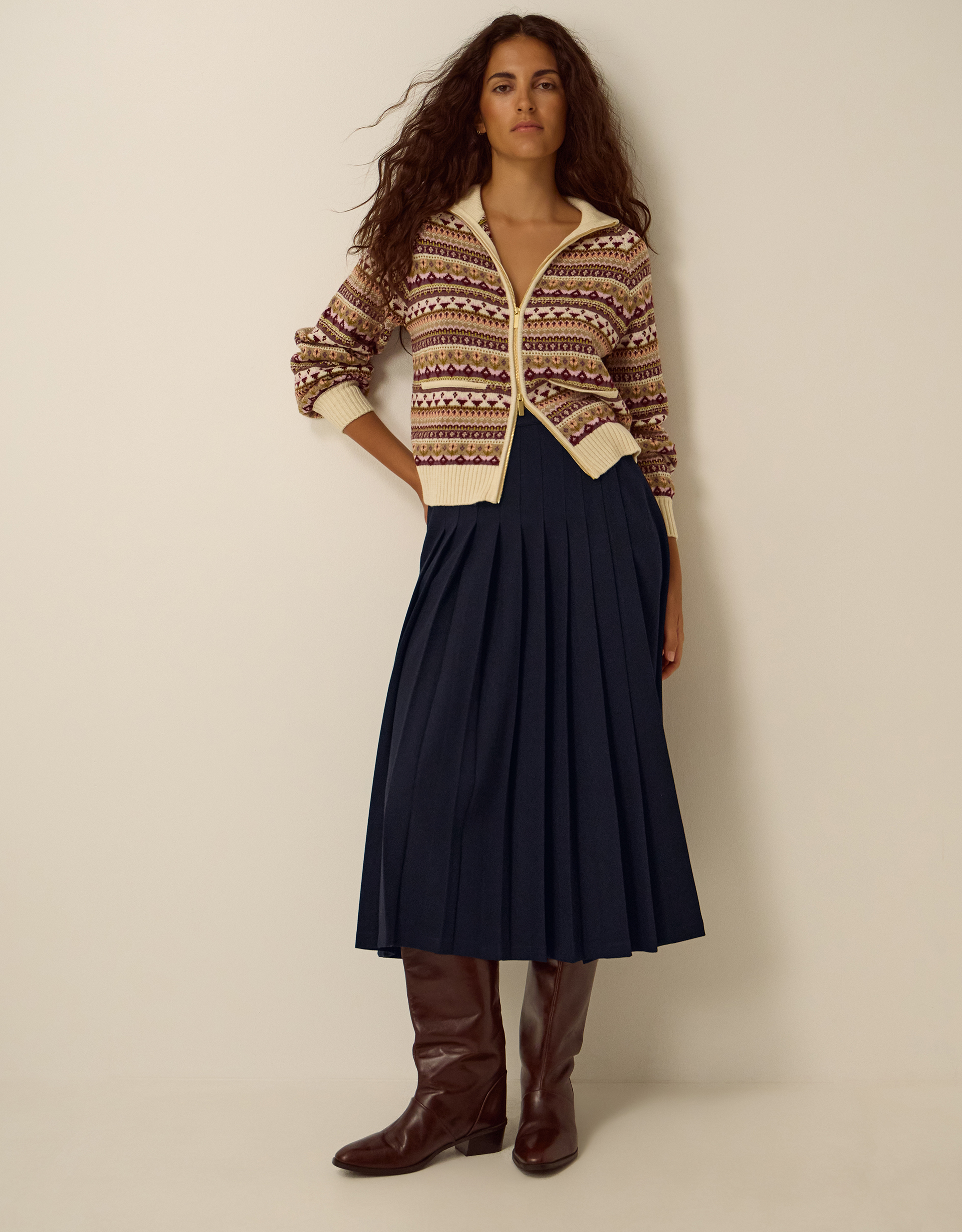 Monsoon Nancy Pleated Midi Skirt