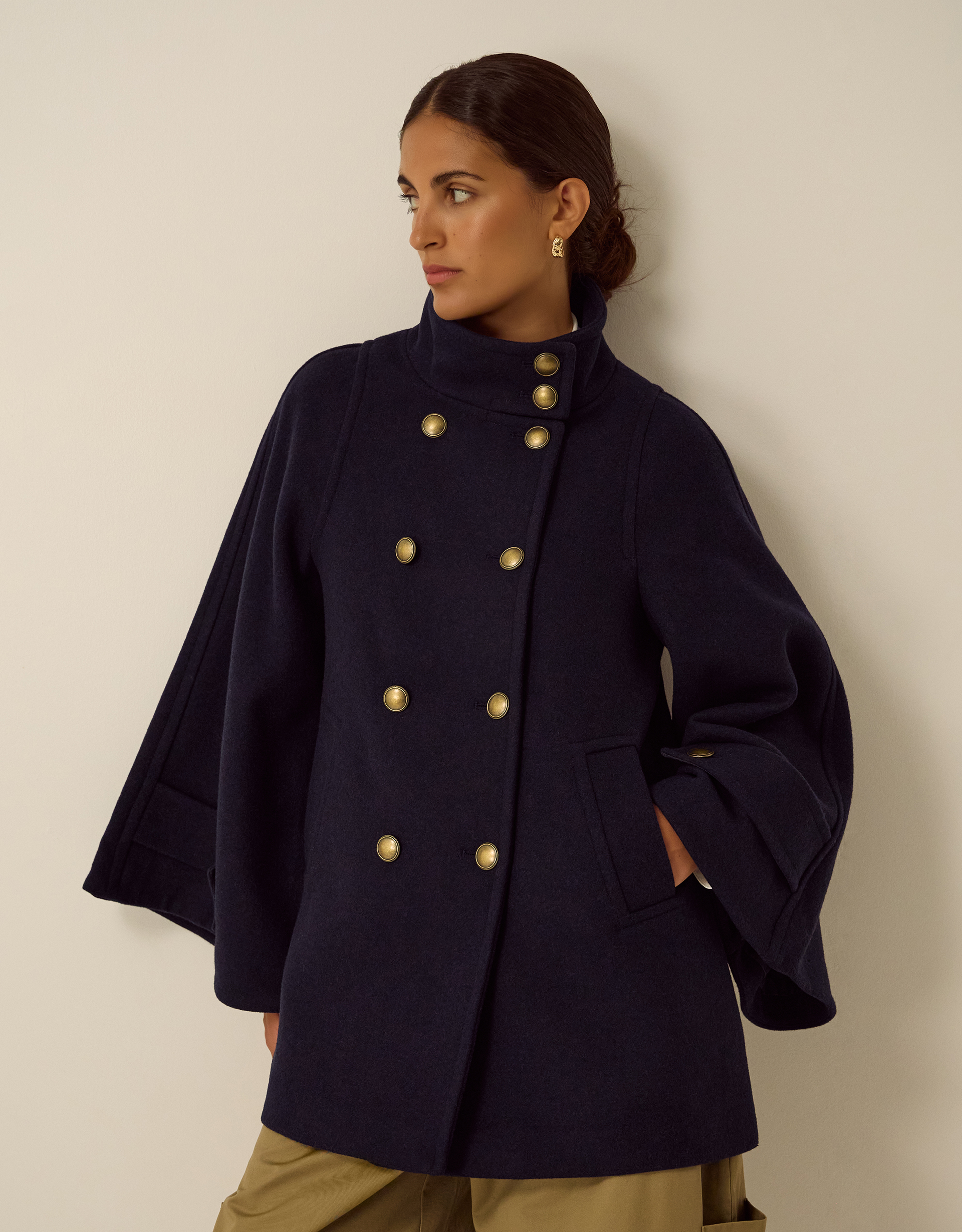 Monsoon Frida Funnel Neck Cape Coat