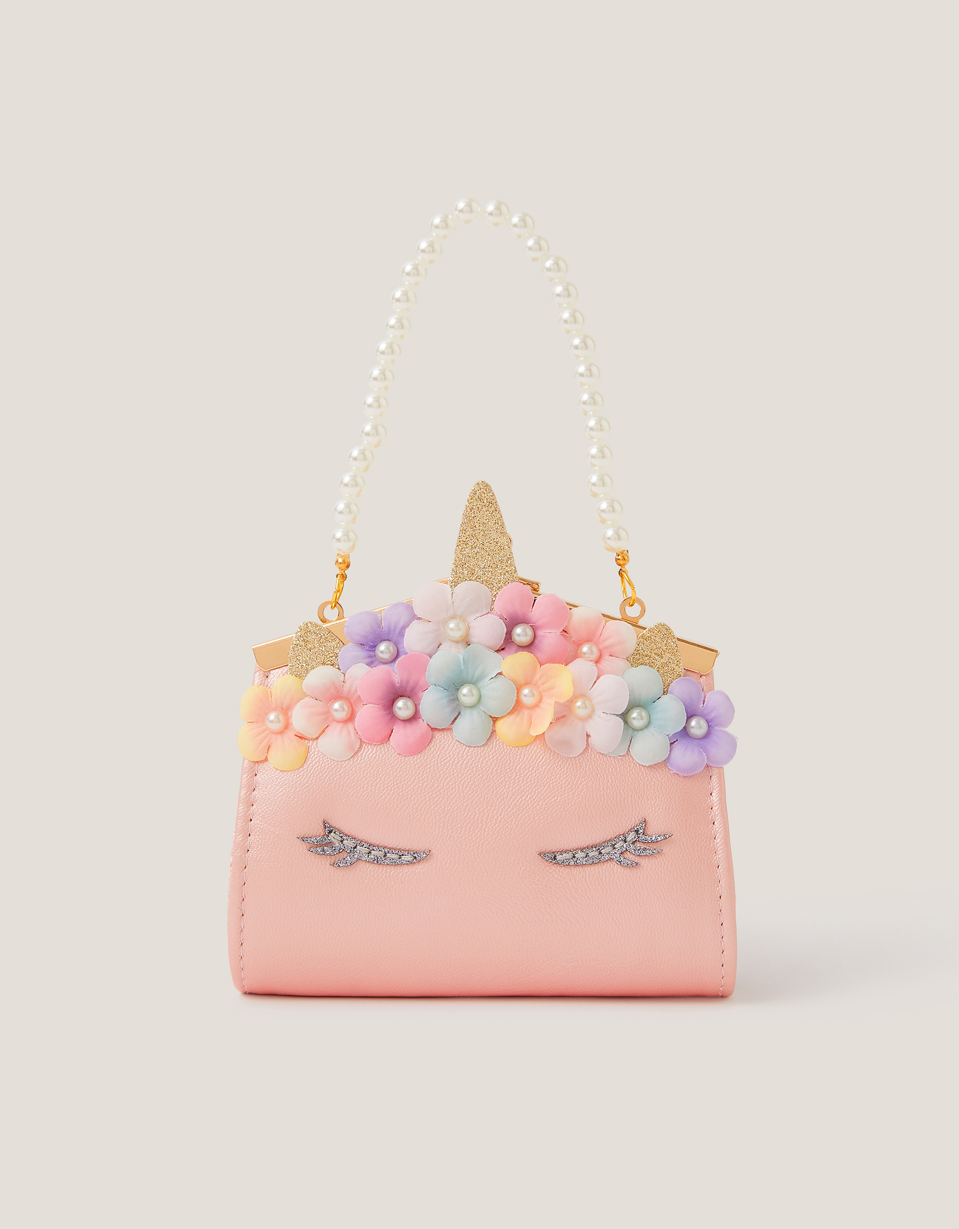Monsoon Flower Unicorn Clip Frame Bag in pink