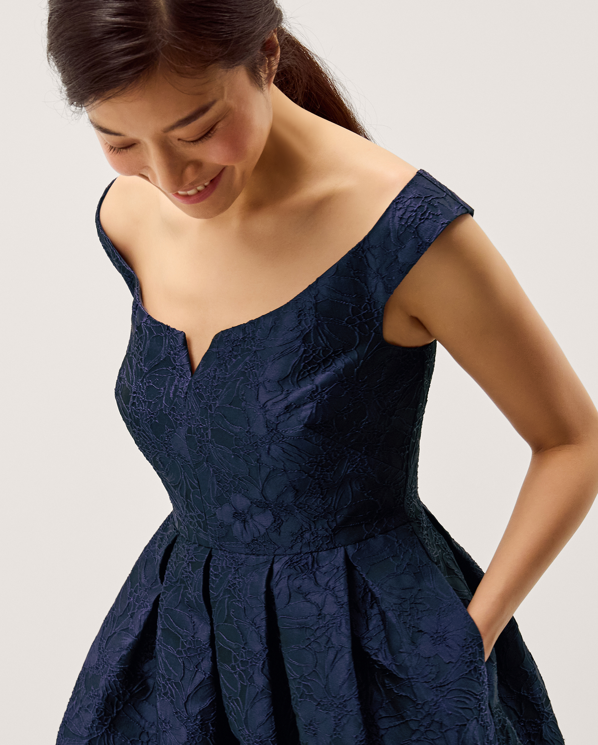 Monsoon Juliana Floral Jacquard Midi Dress, view 2