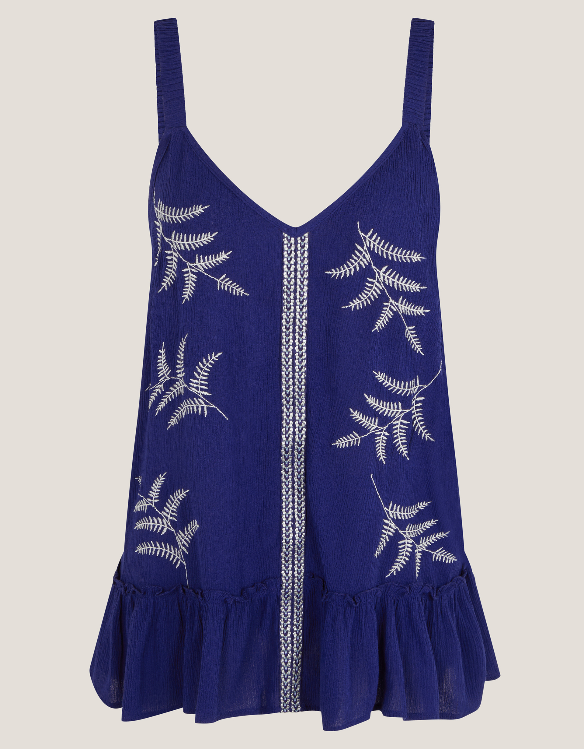 Monsoon Fern Embroidered Crinkle Cami Top, view 5