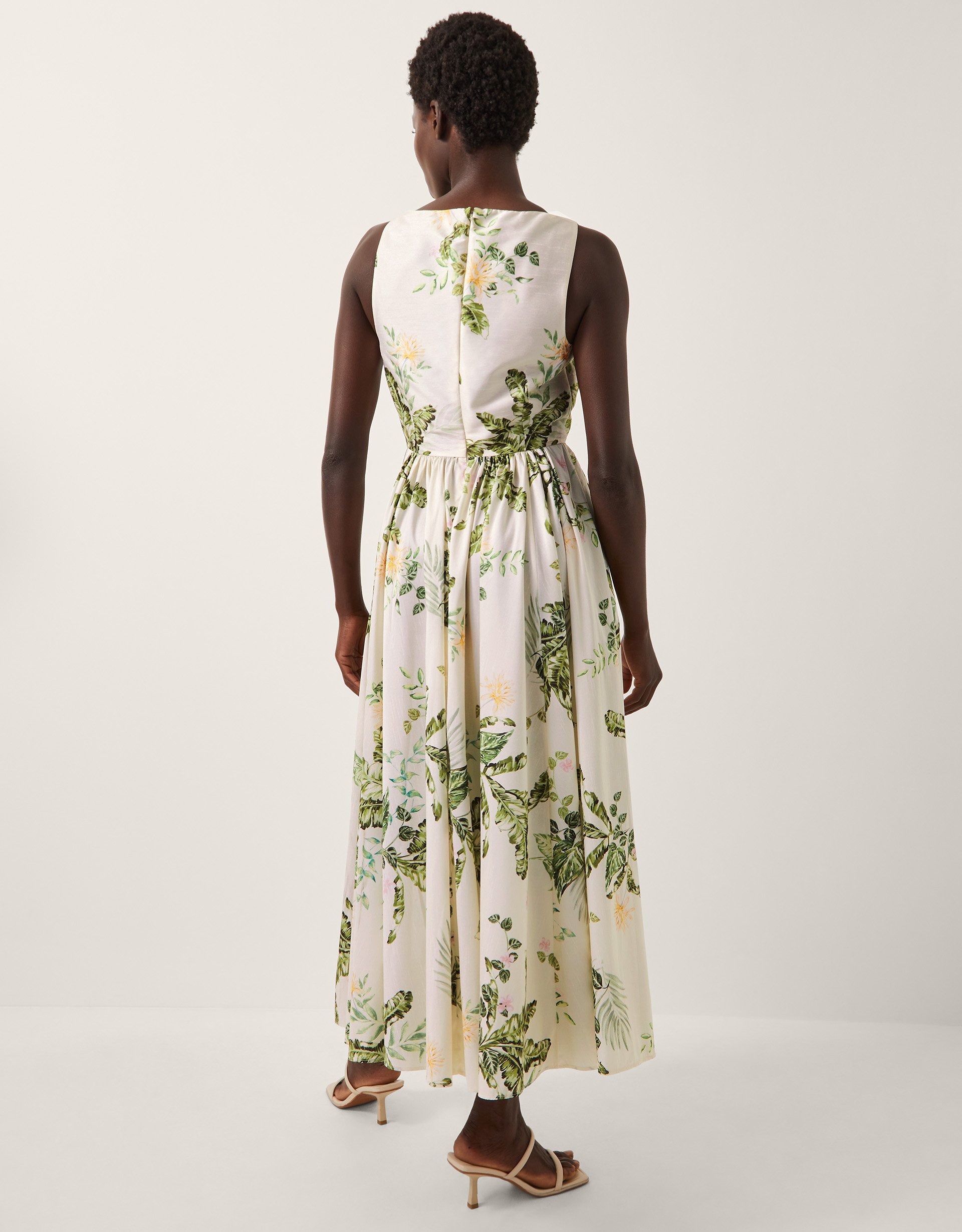 Monsoon Sicily Fit and Flare Midi Dress in Cream, view 3
