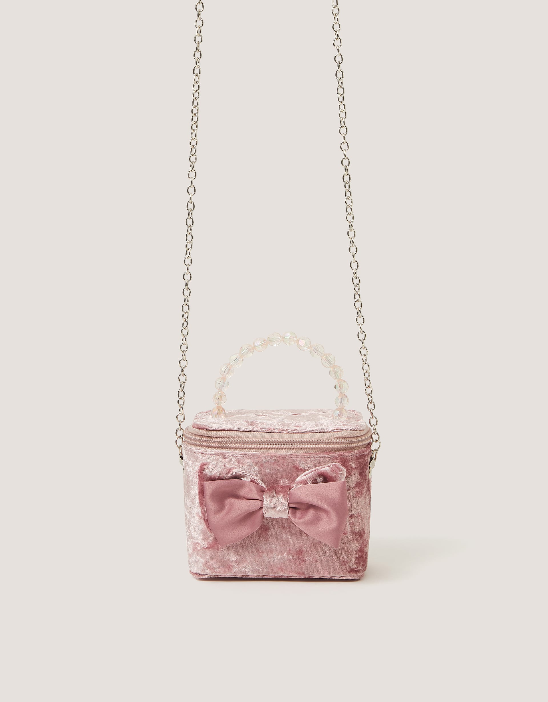 Monsoon Bow Velvet Bag in Pink