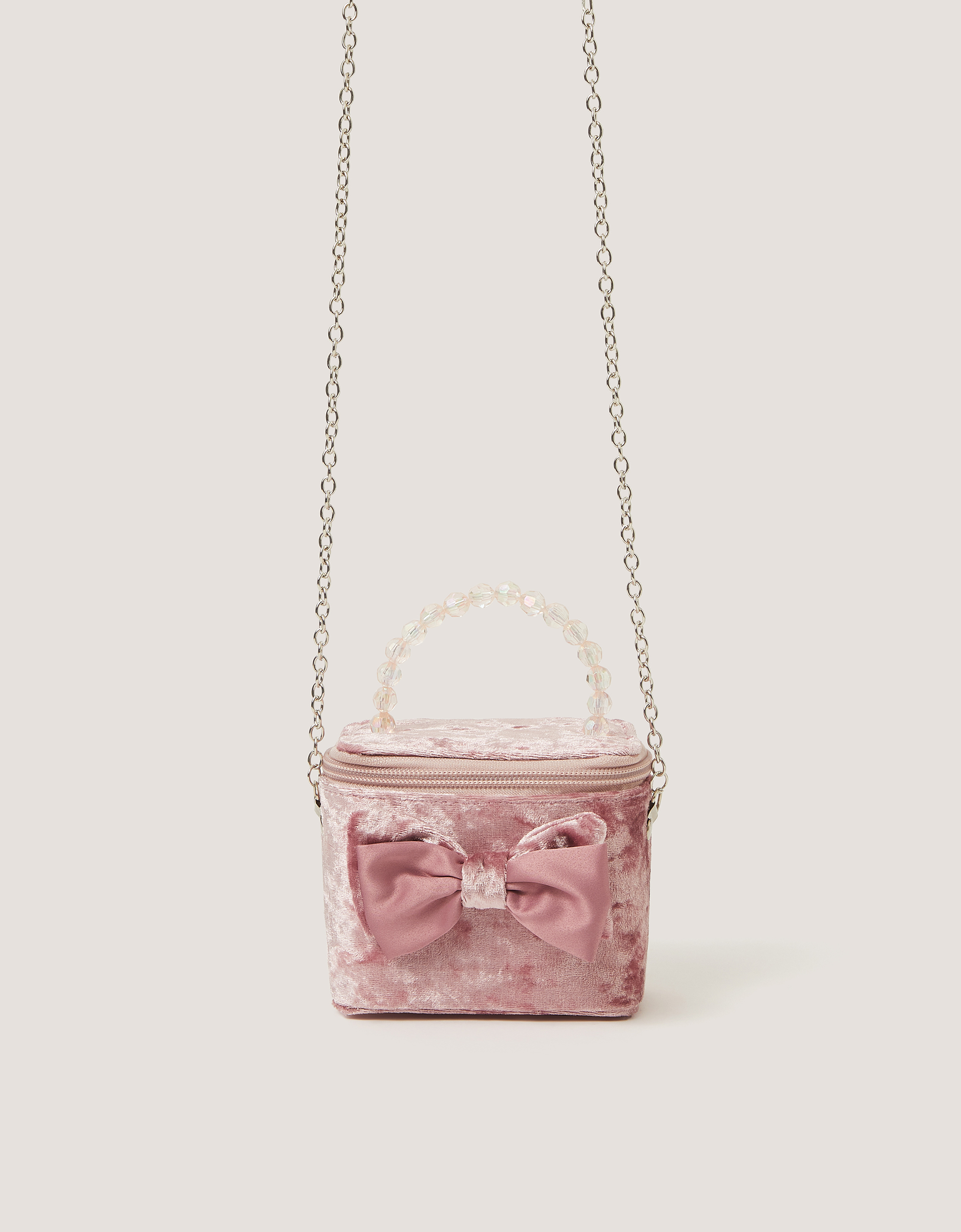 Monsoon Bow Velvet Bag in Pink