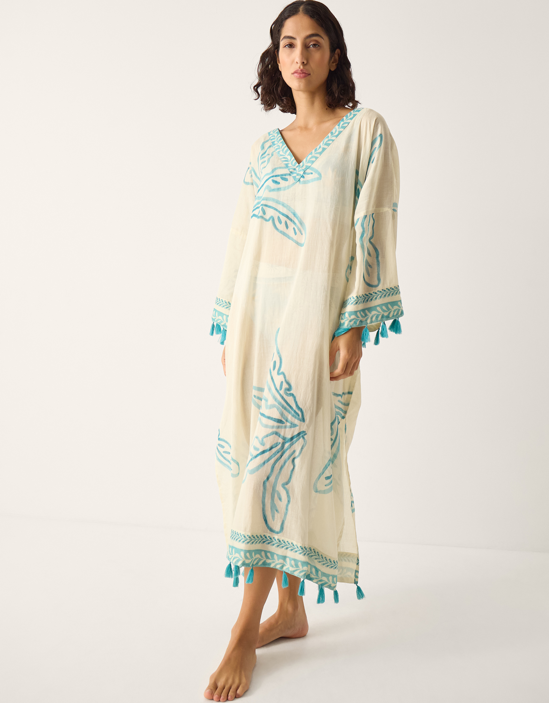 Monsoon Pam Palm Print Kaftan, view 5
