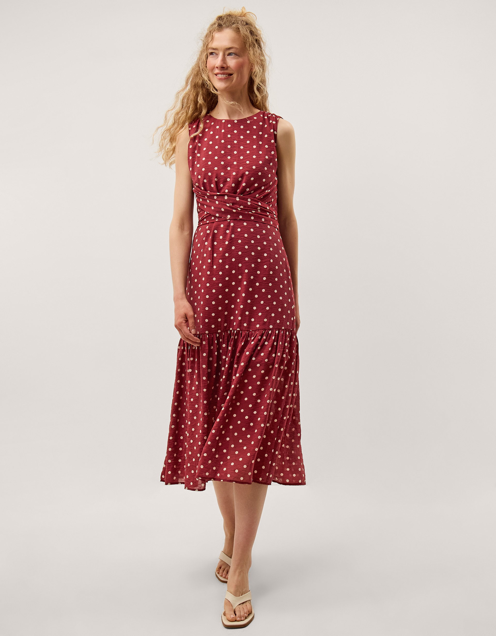 Monsoon Claire Polka Dot Midi Dress
