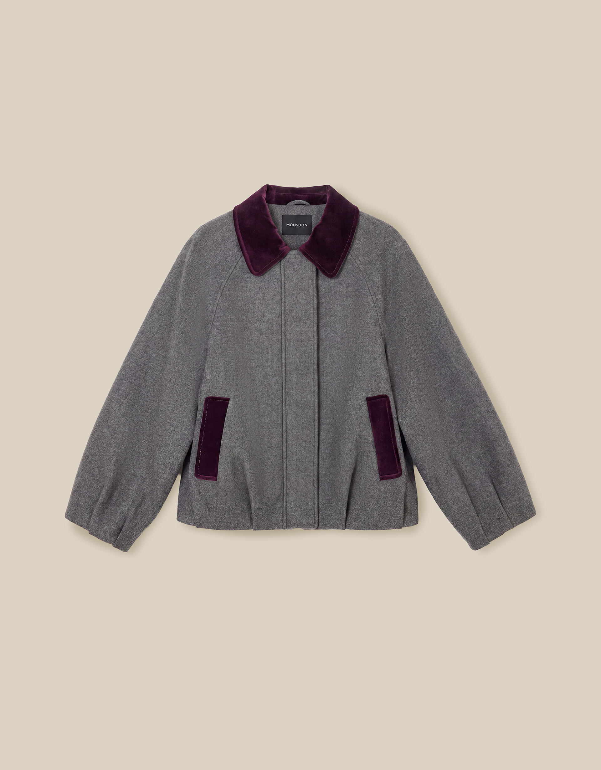 Monsoon Jess Velvet Trim Bomber Jacket, view 6