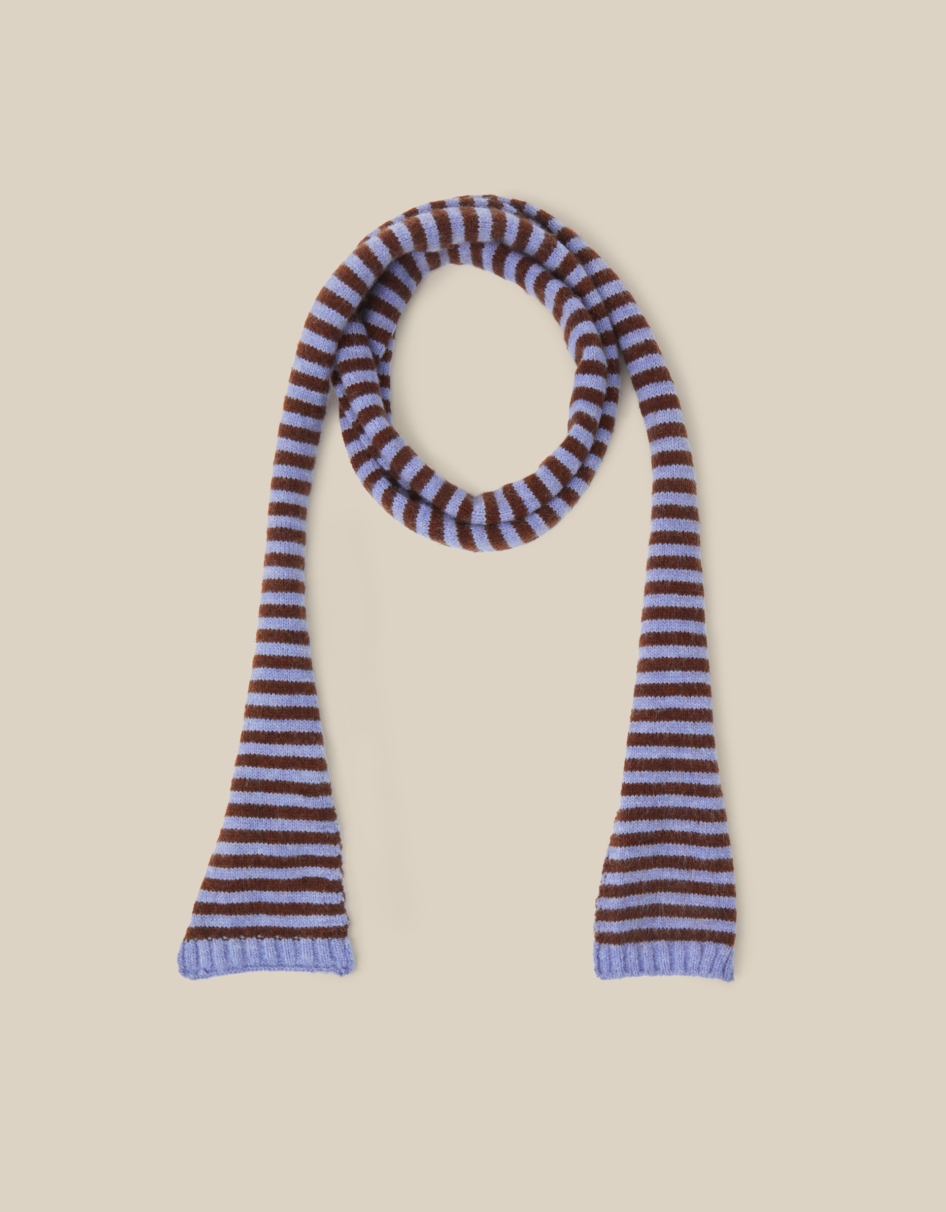 Monsoon Sage Stripe Skinny Scarf in chocolate brown