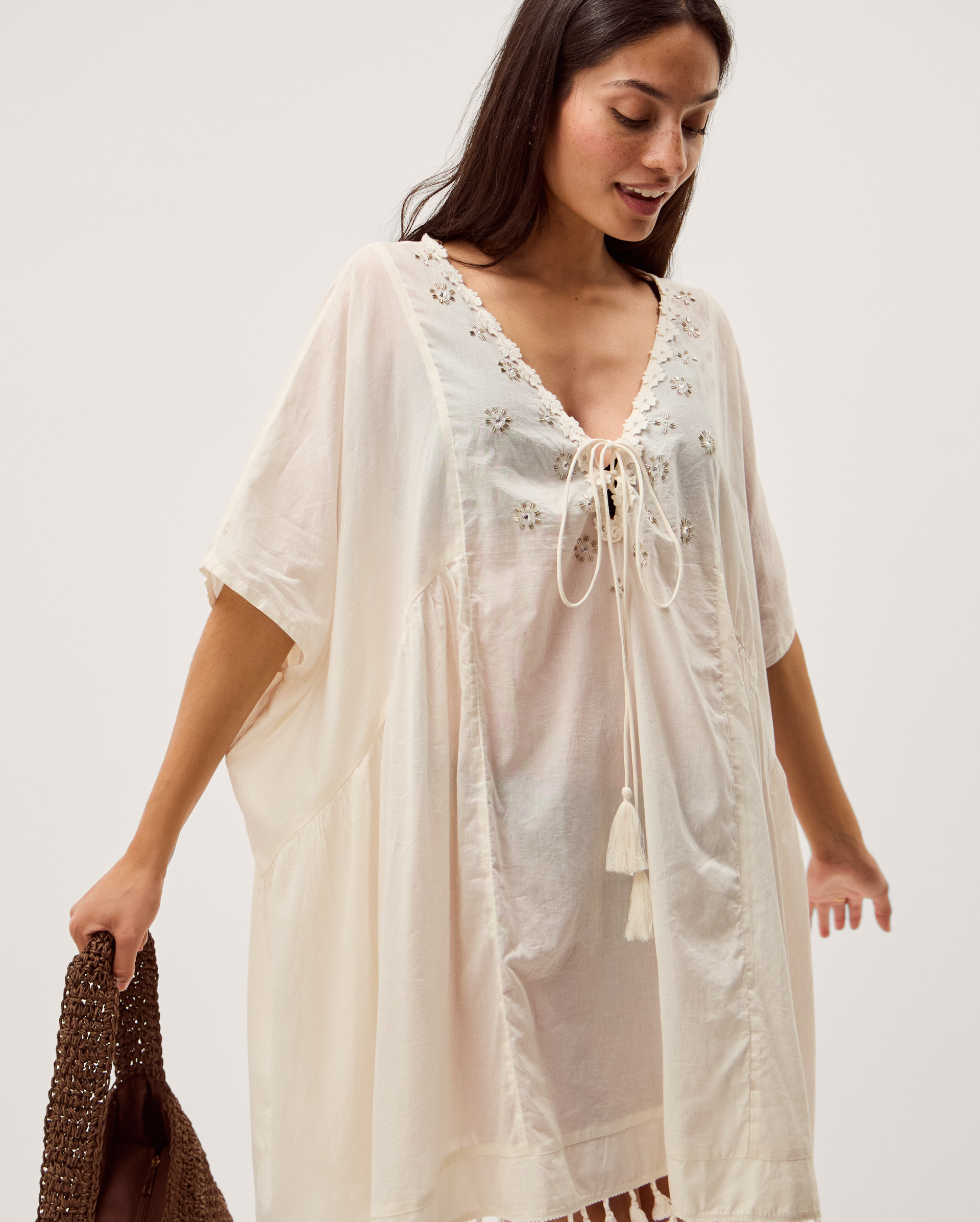 Monsoon Astrid Tassel Embellished Mini Kaftan, view 3