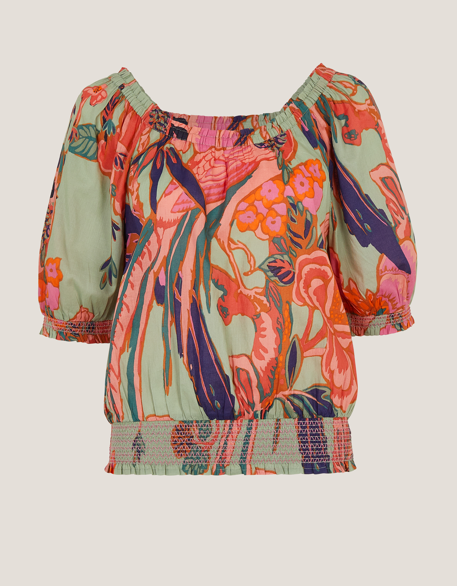 Monsoon Carmen Bardot Floral Print Top, view 5