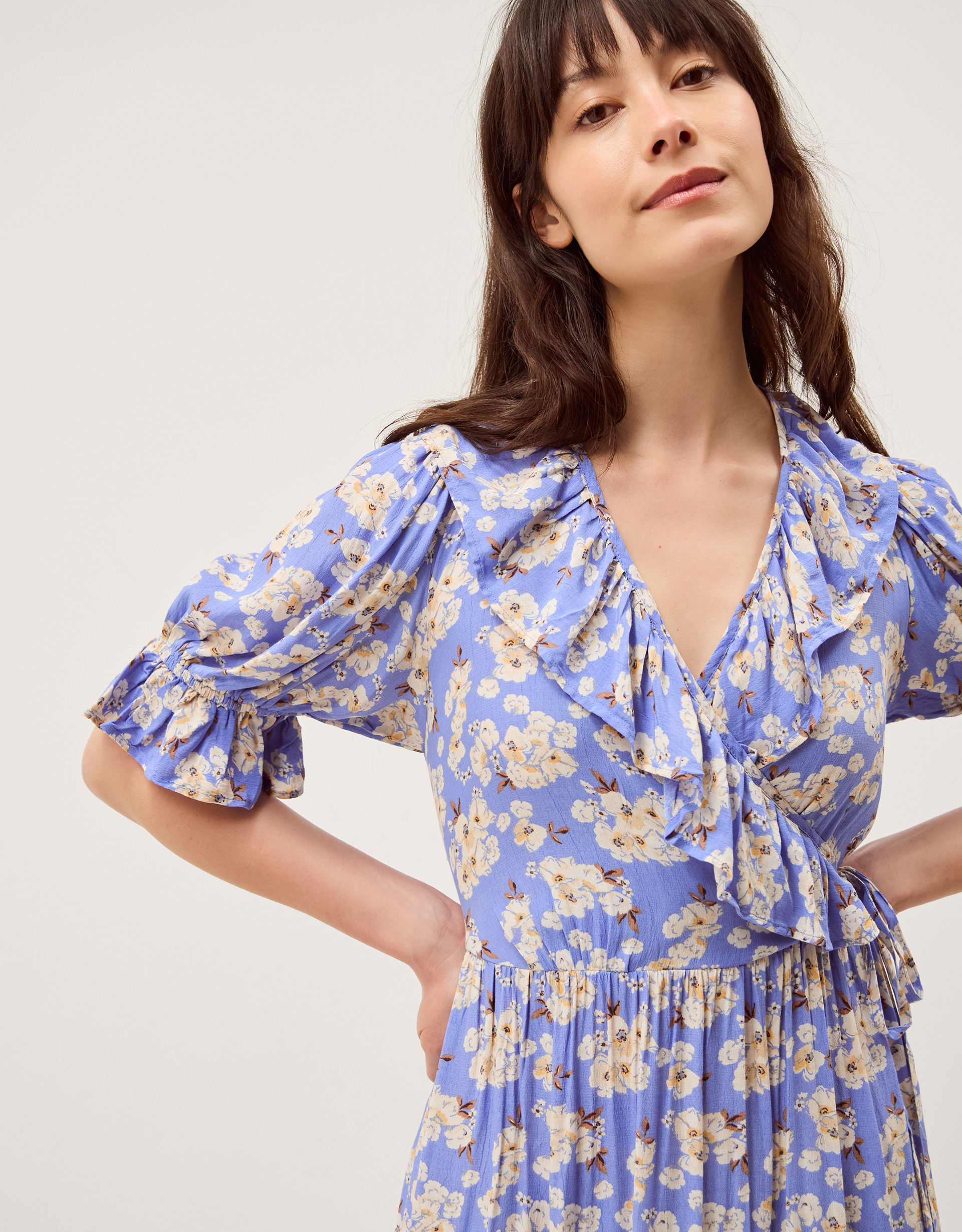 Monsoon Sian Floral Print Ruffle Midi Dress, view 2