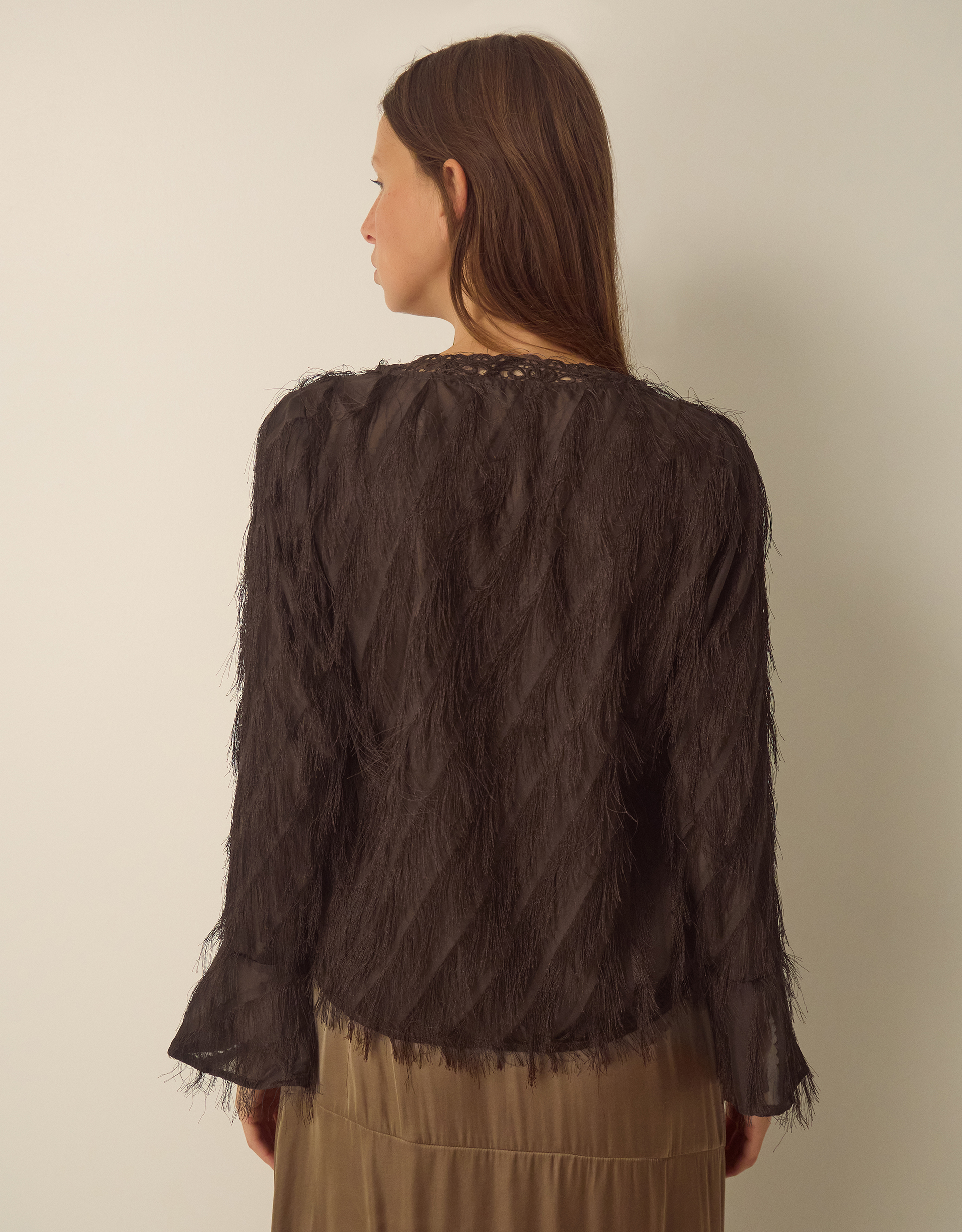 Monsoon Tawn V-Neck Fringe Top, view 3