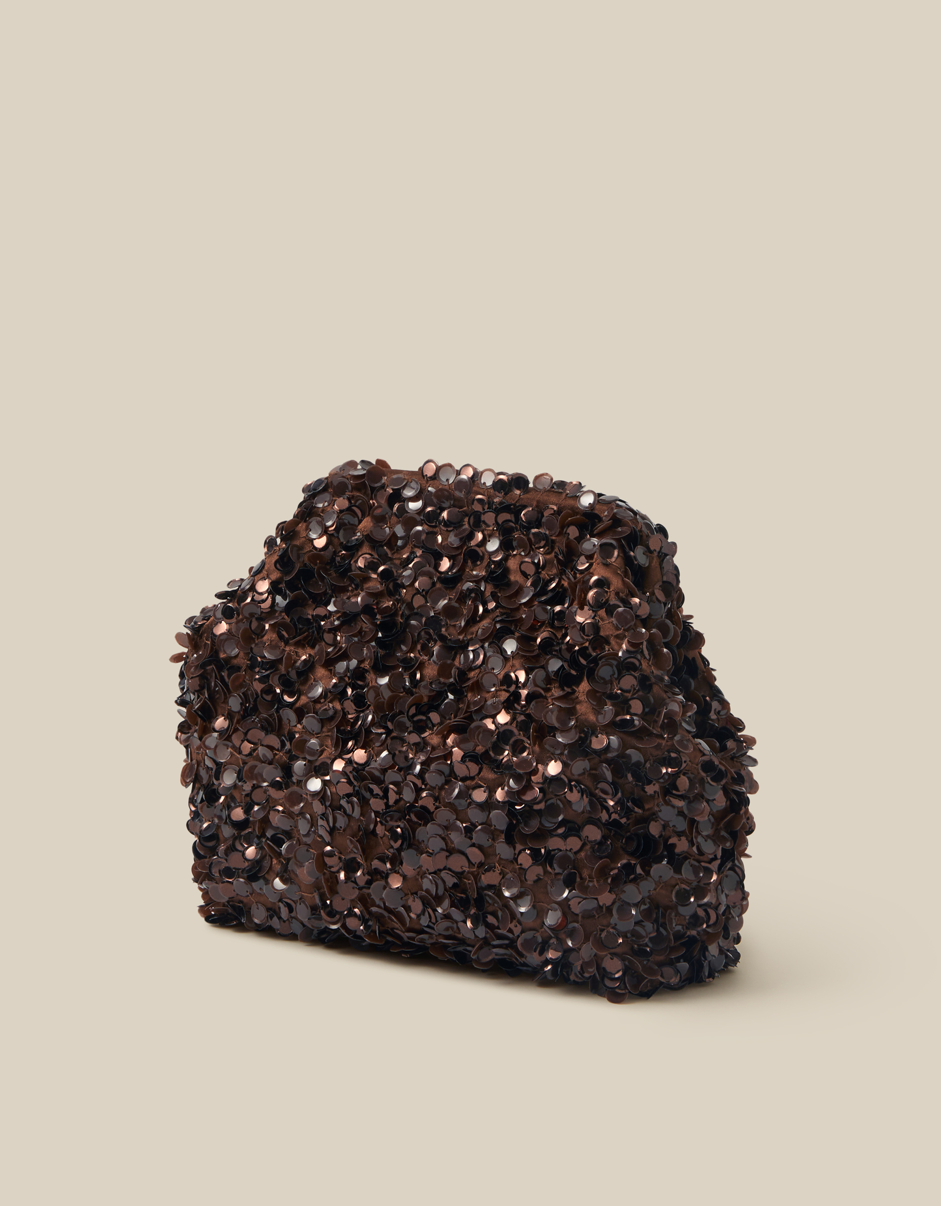 Monsoon Kira Sequin Clutch Bag in Dark Brown, view 2