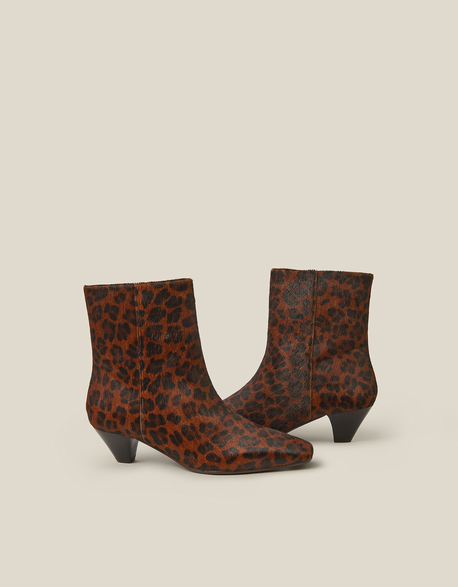 Monsoon Alya Leopard Print Leather Ankle Boots