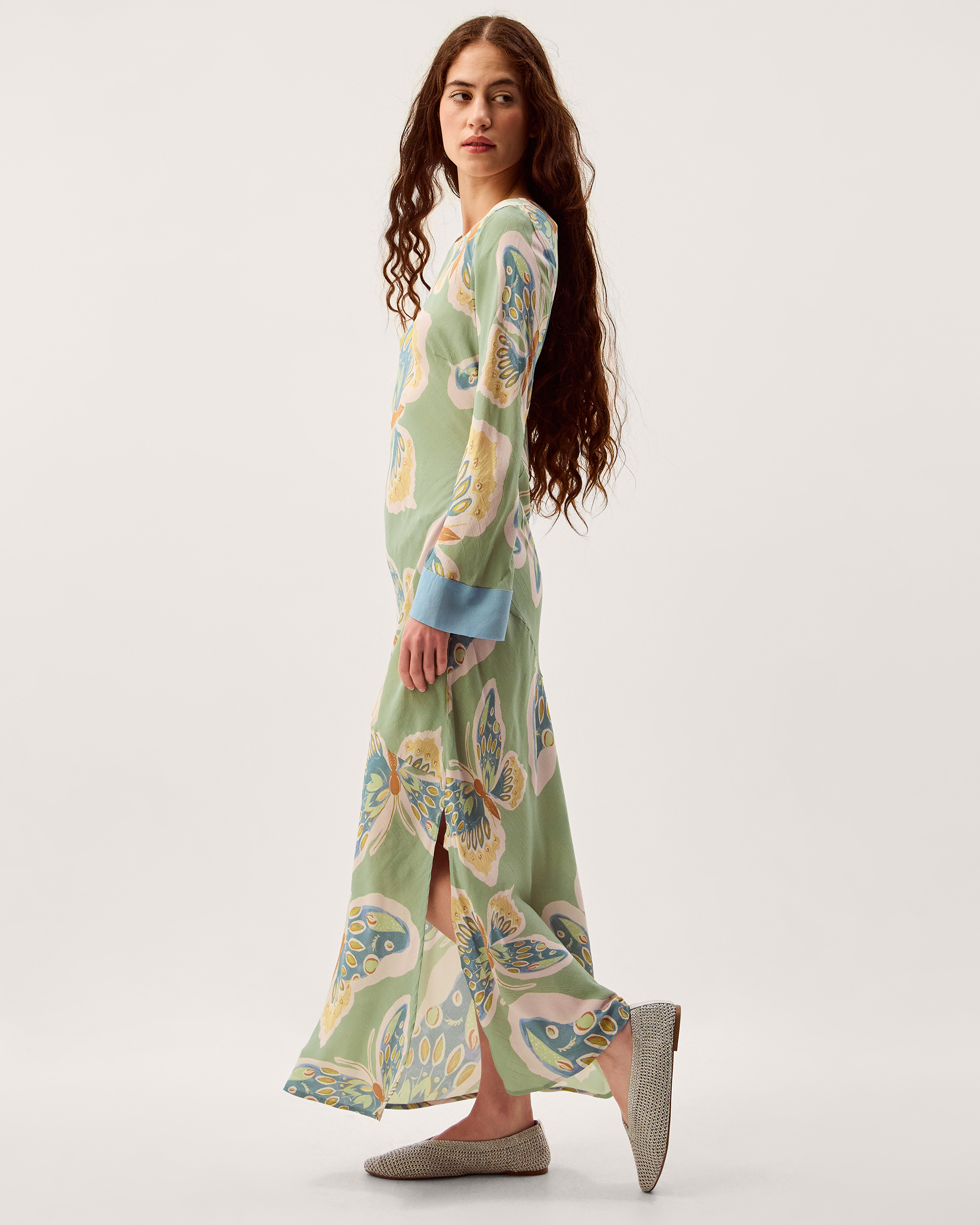 Monsoon Clemence Aurelie Butterfly Long Sleeve Maxi Dress, view 6