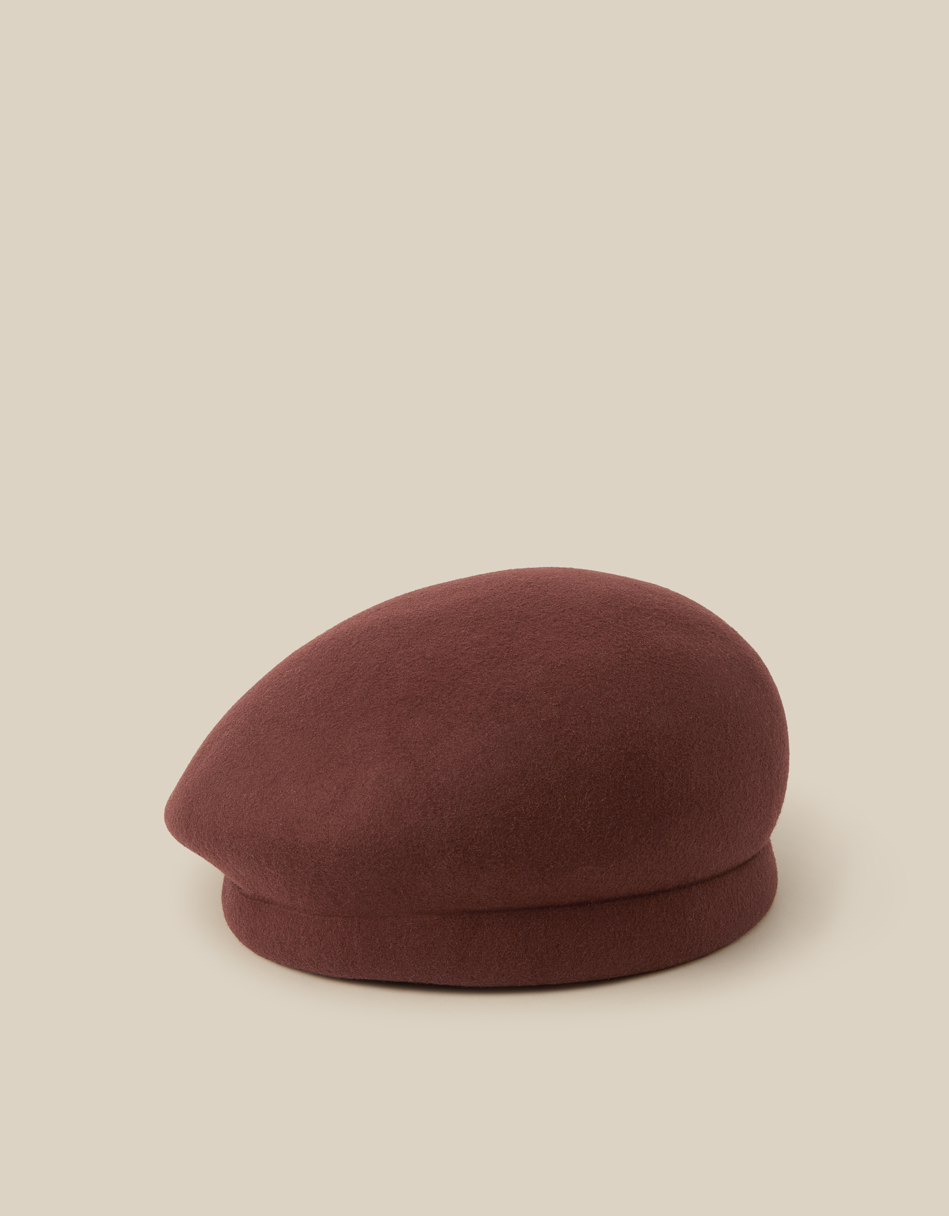 Monsoon Bria Wool Beret Hat in chocolate brown