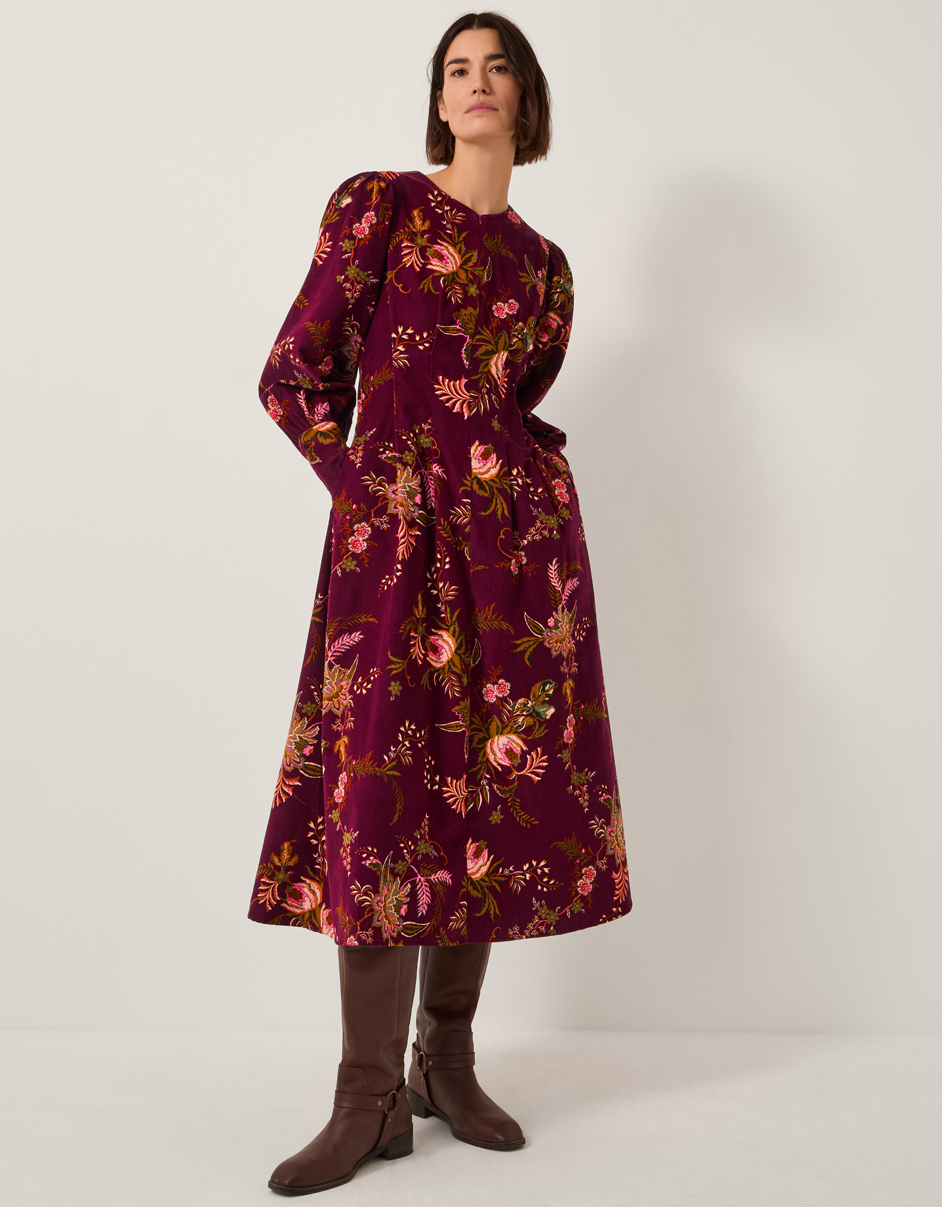 Monsoon Yasmina Floral Fit & Flare Midi Dress, view 4