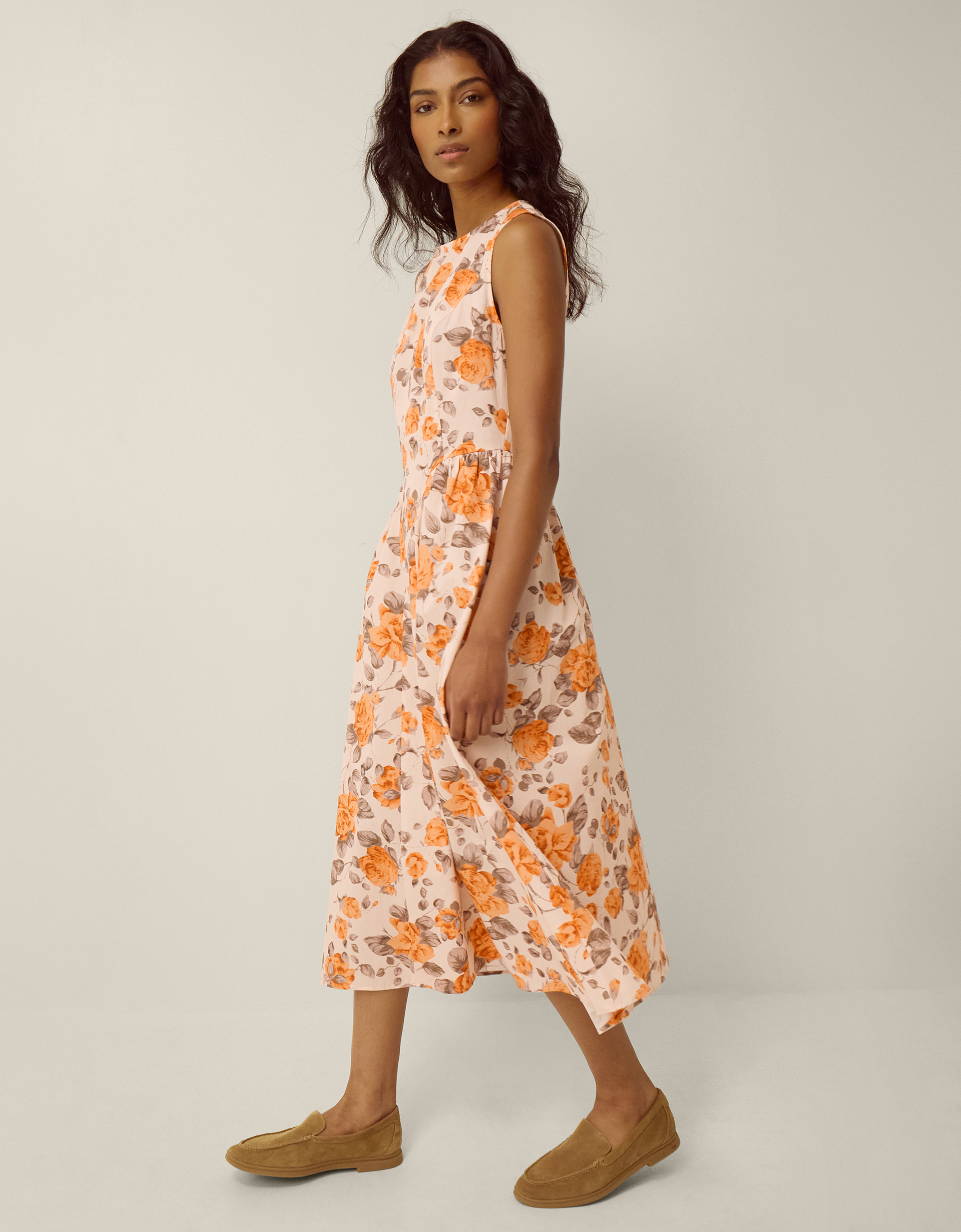 Monsoon Lori Sleeveless Floral Midi Dress, view 4
